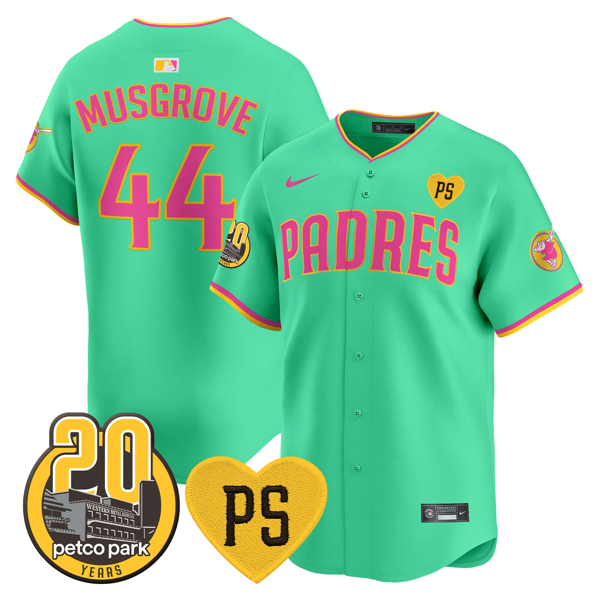 Men's Padres “For Peter” & Petco Park 20th Patch Vapor Premier Limited Jersey V2 – All Stitched