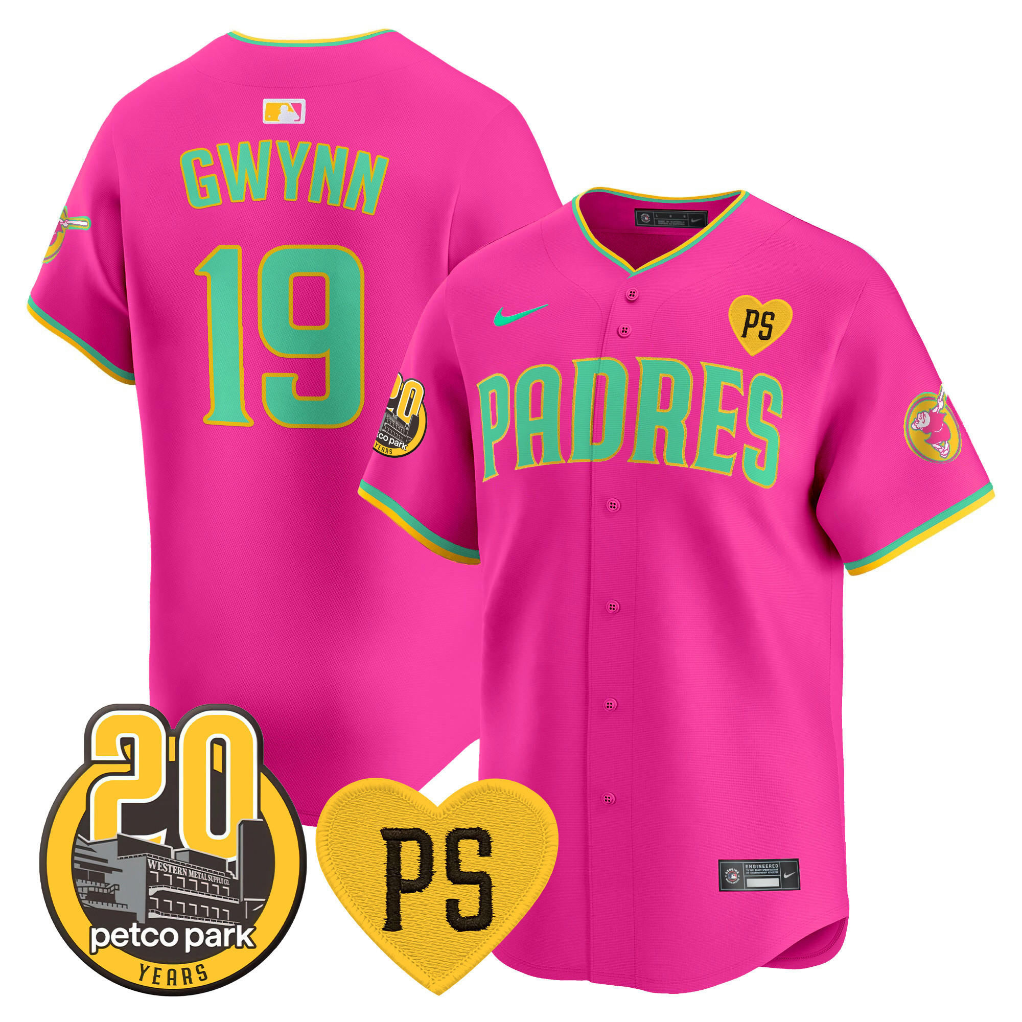 Men's Padres “For Peter” & Petco Park 20th Patch Vapor Premier Limited Jersey V2 – All Stitched