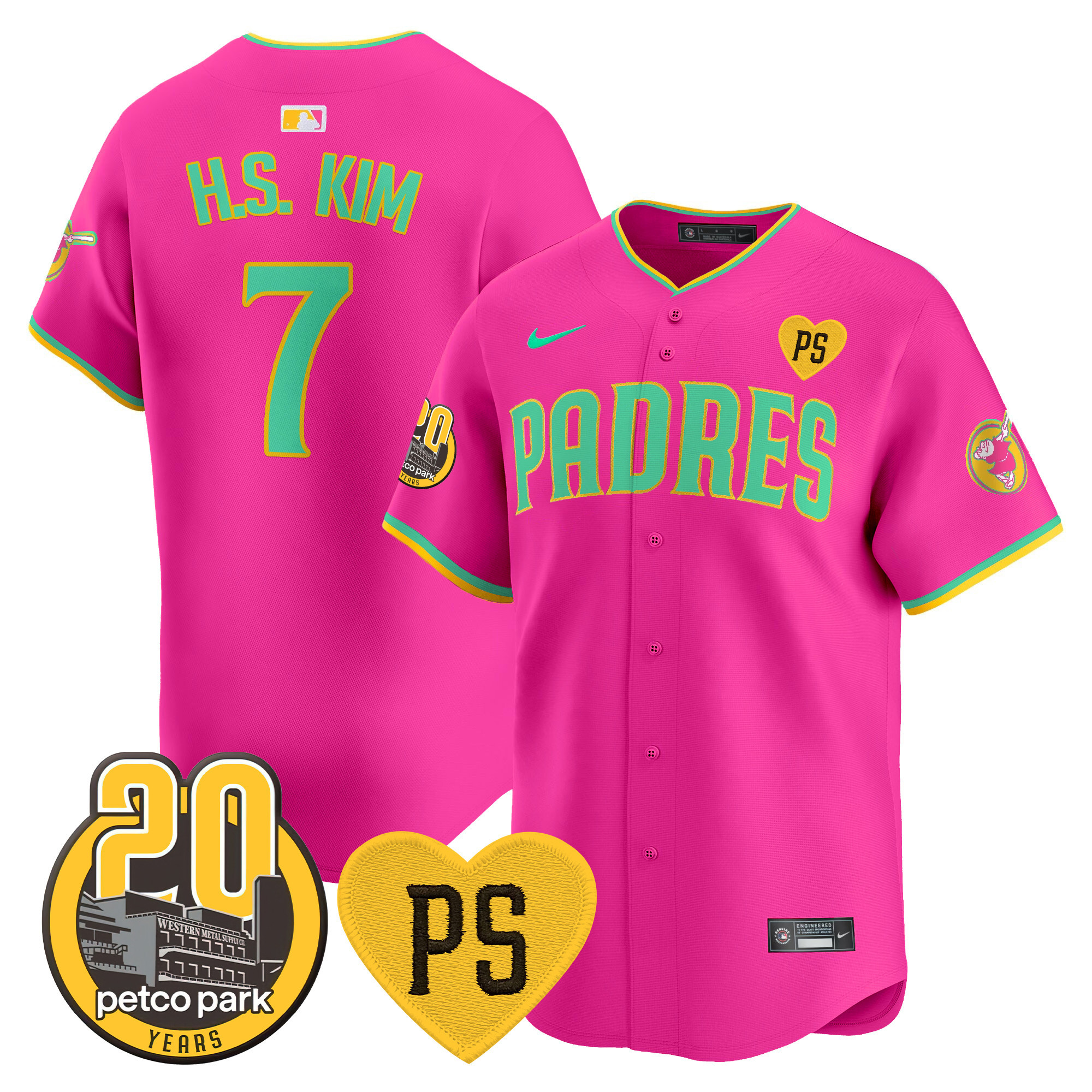 Men's Padres “For Peter” & Petco Park 20th Patch Vapor Premier Limited Jersey V2 – All Stitched