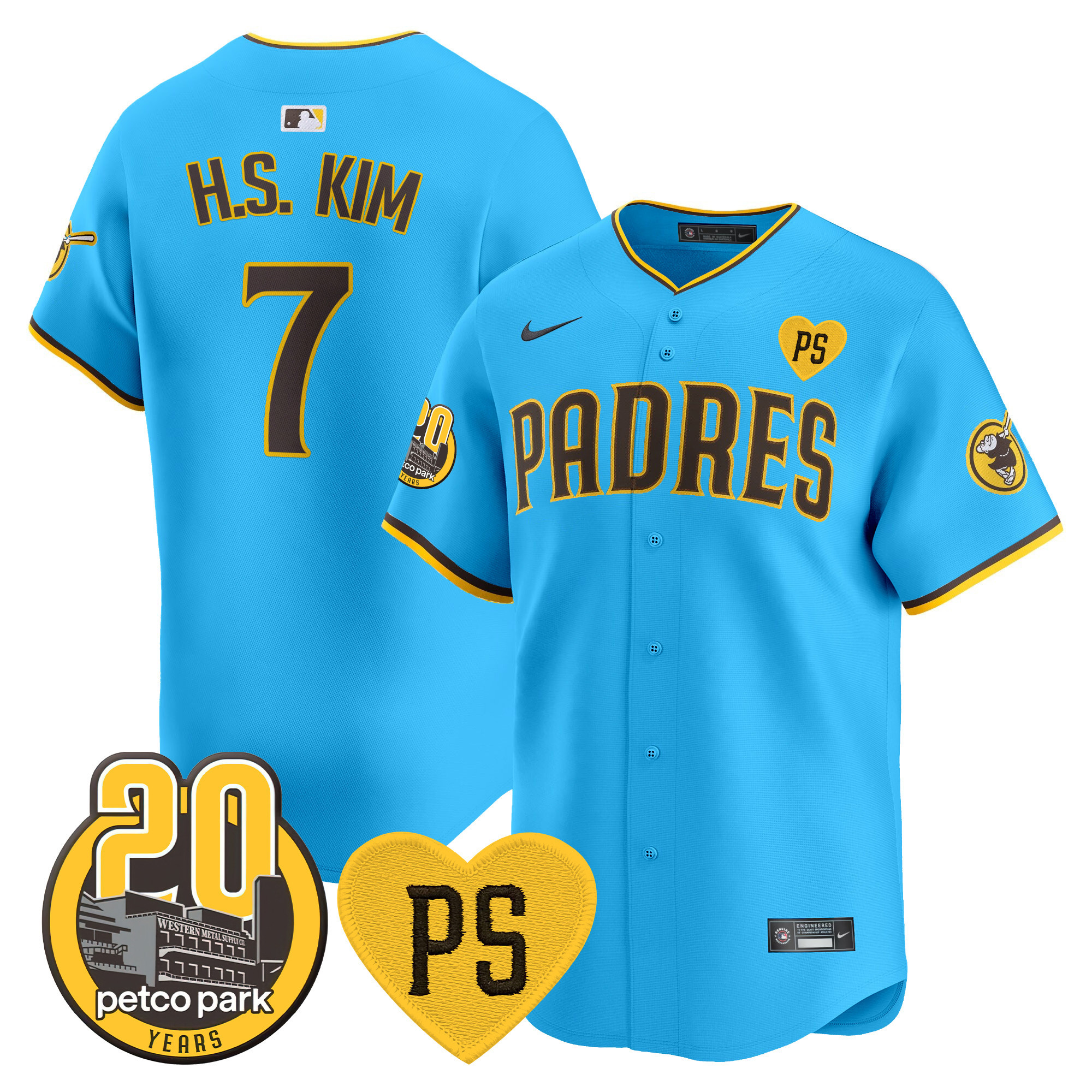Men's Padres “For Peter” & Petco Park 20th Patch Vapor Premier Limited Jersey V2 – All Stitched