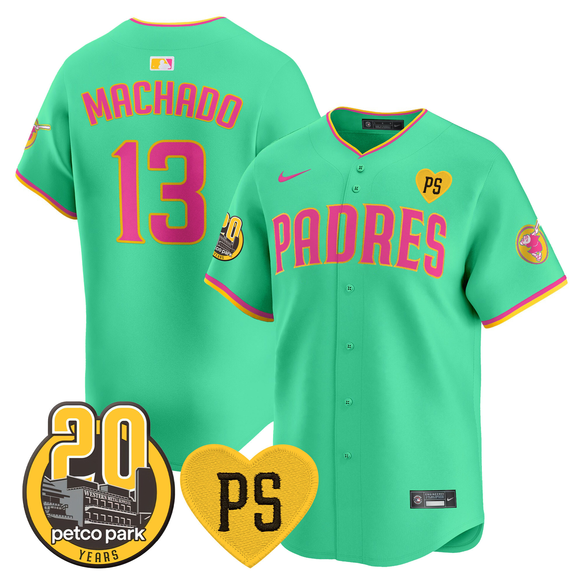 Men's Padres “For Peter” & Petco Park 20th Patch Vapor Premier Limited Jersey V2 – All Stitched