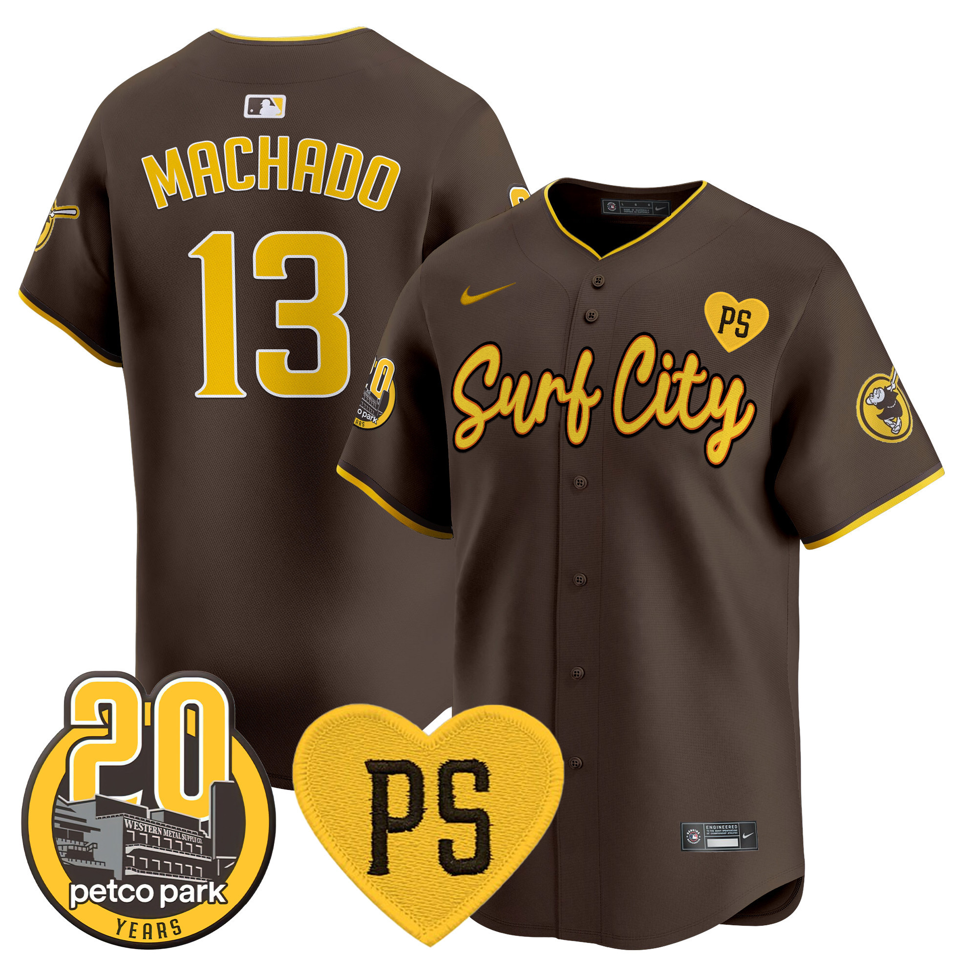 Men's Padres “For Peter” & Petco Park 20th Patch Vapor Premier Limited Jersey V3 - All Stitched