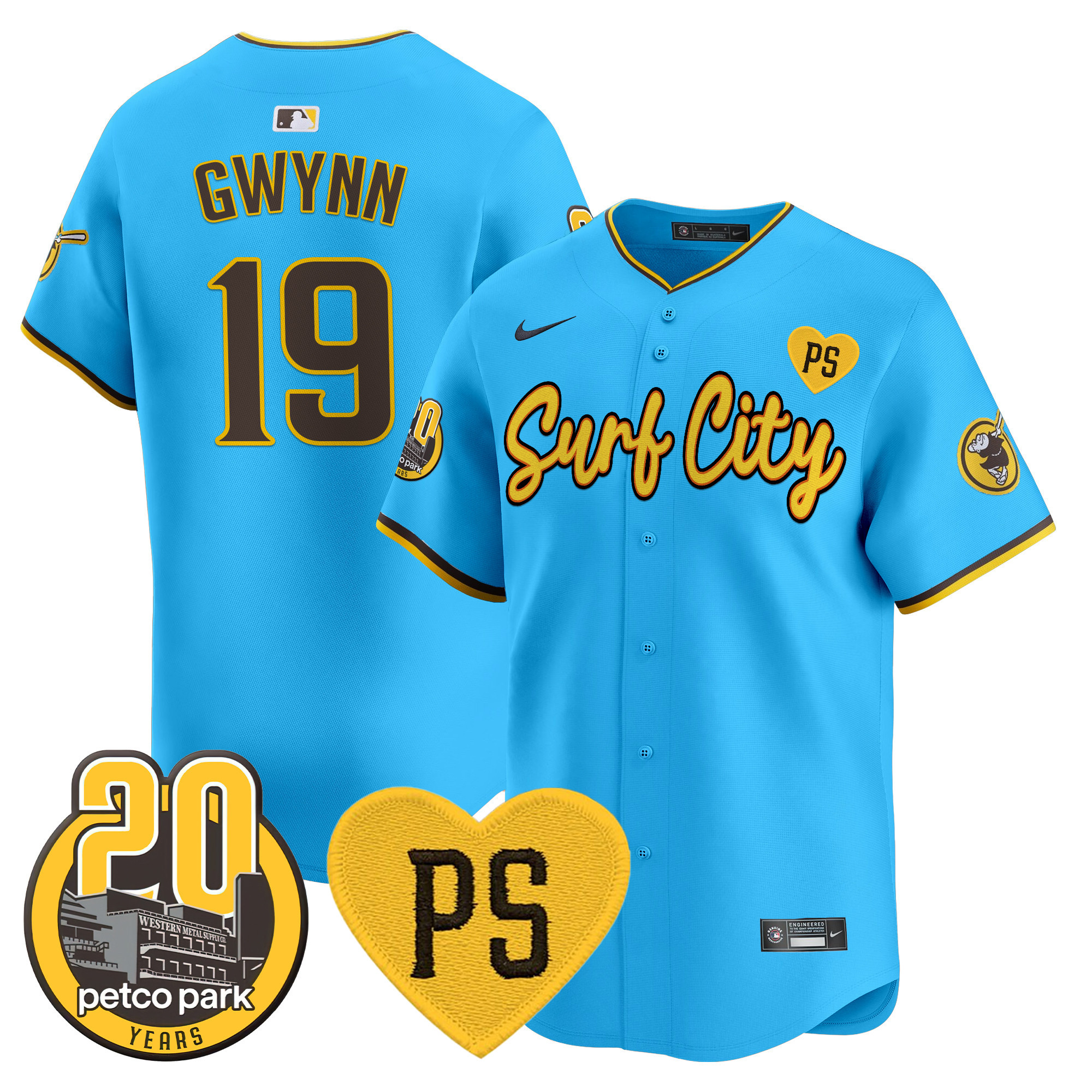 Men's Padres “For Peter” & Petco Park 20th Patch Vapor Premier Limited Jersey V3 - All Stitched