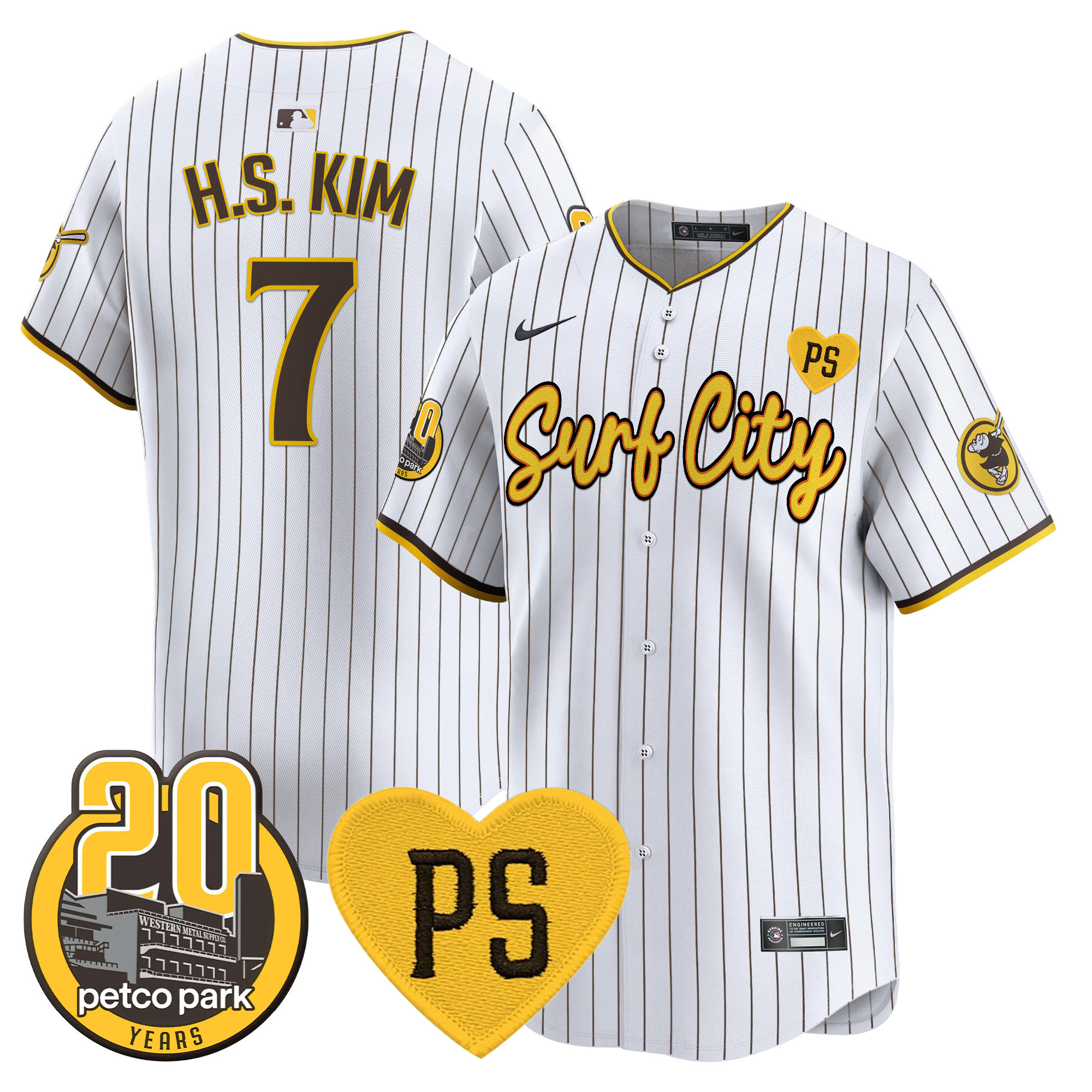 Men's Padres “For Peter” & Petco Park 20th Patch Vapor Premier Limited Jersey V3 - All Stitched