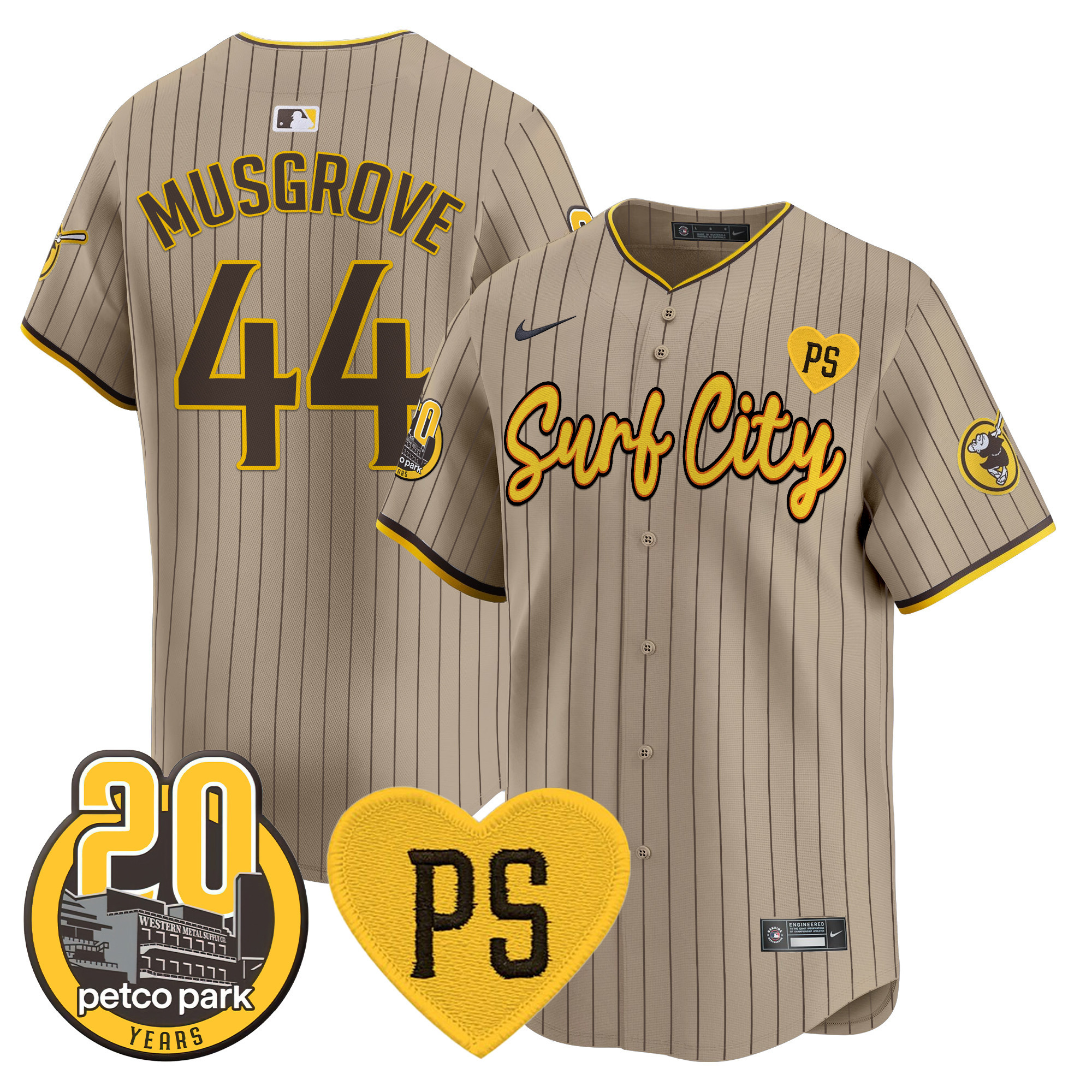 Men's Padres “For Peter” & Petco Park 20th Patch Vapor Premier Limited Jersey V3 - All Stitched