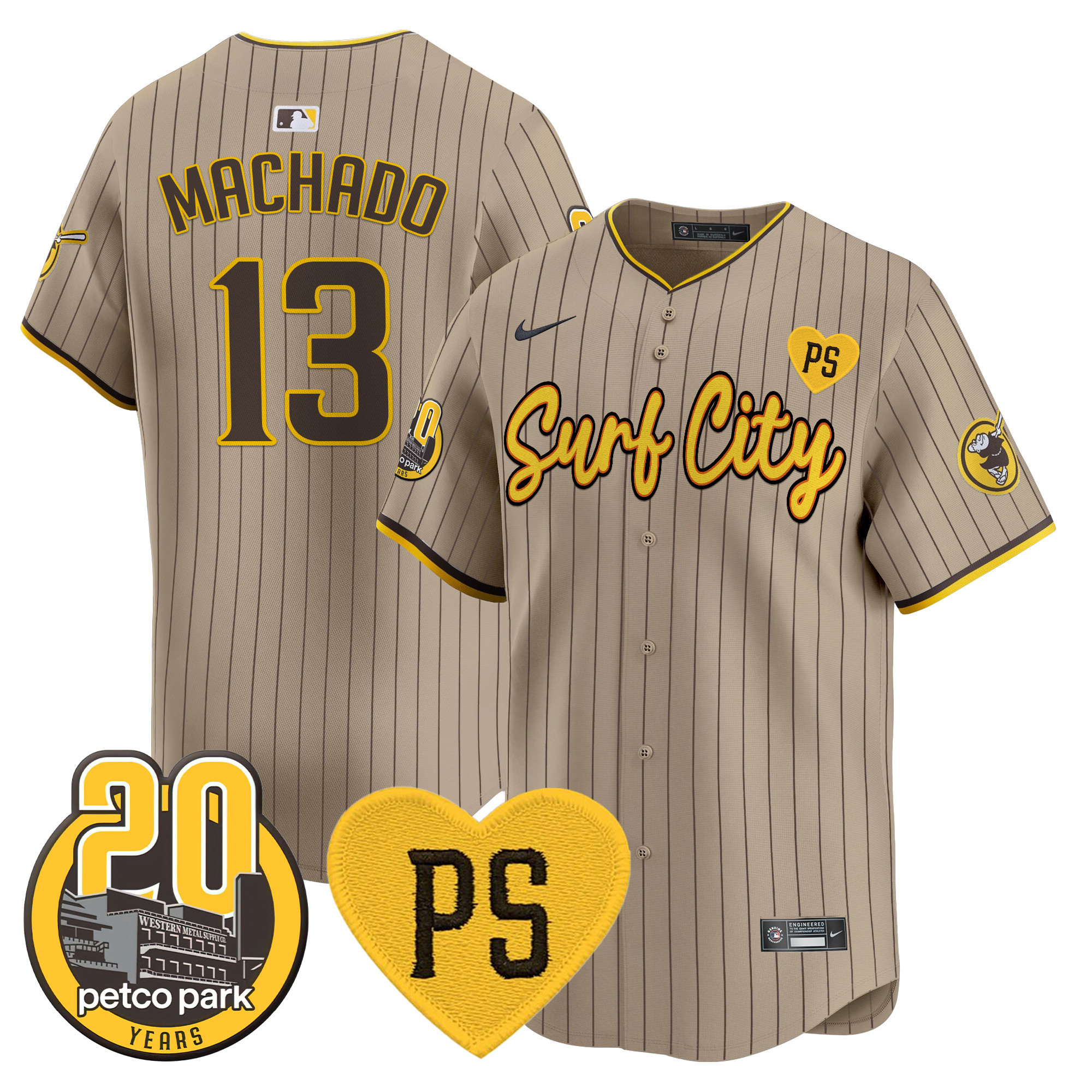 Men's Padres “For Peter” & Petco Park 20th Patch Vapor Premier Limited Jersey V3 - All Stitched