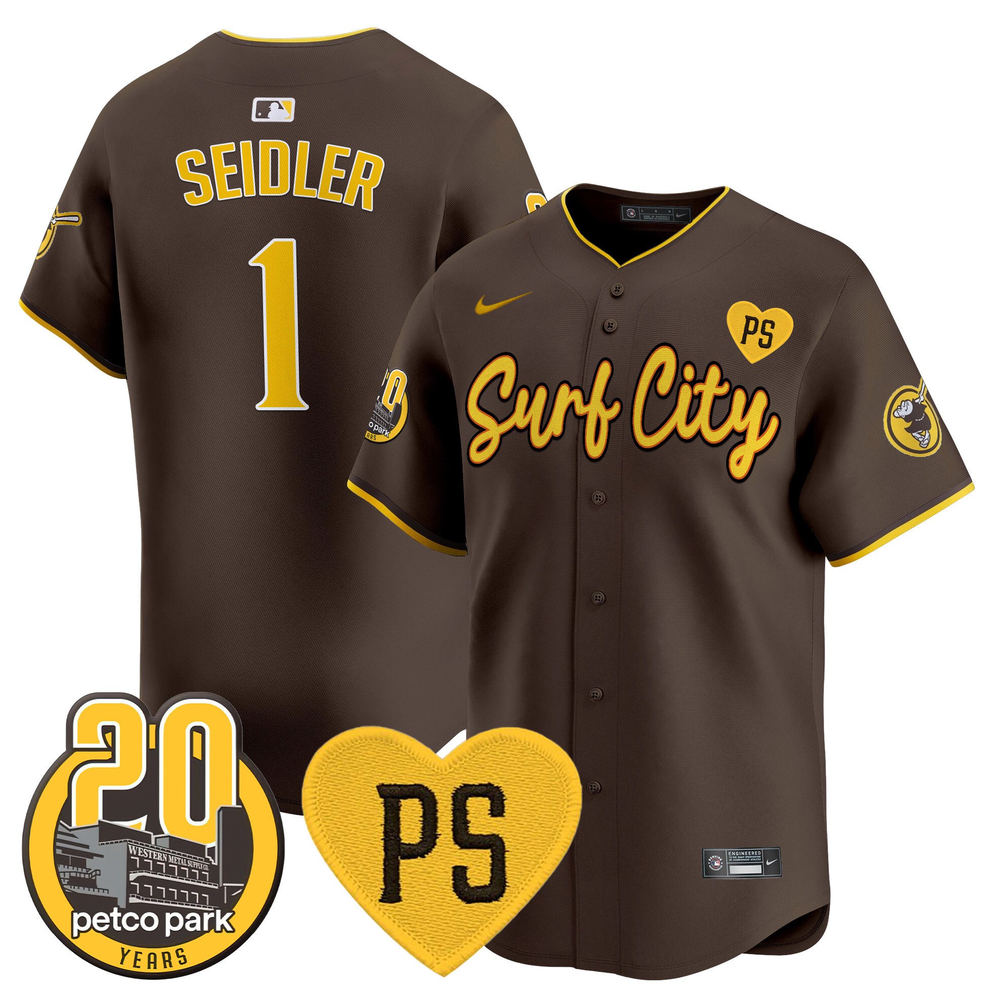 Men's Padres “For Peter” & Petco Park 20th Patch Vapor Premier Limited Jersey V3 - All Stitched