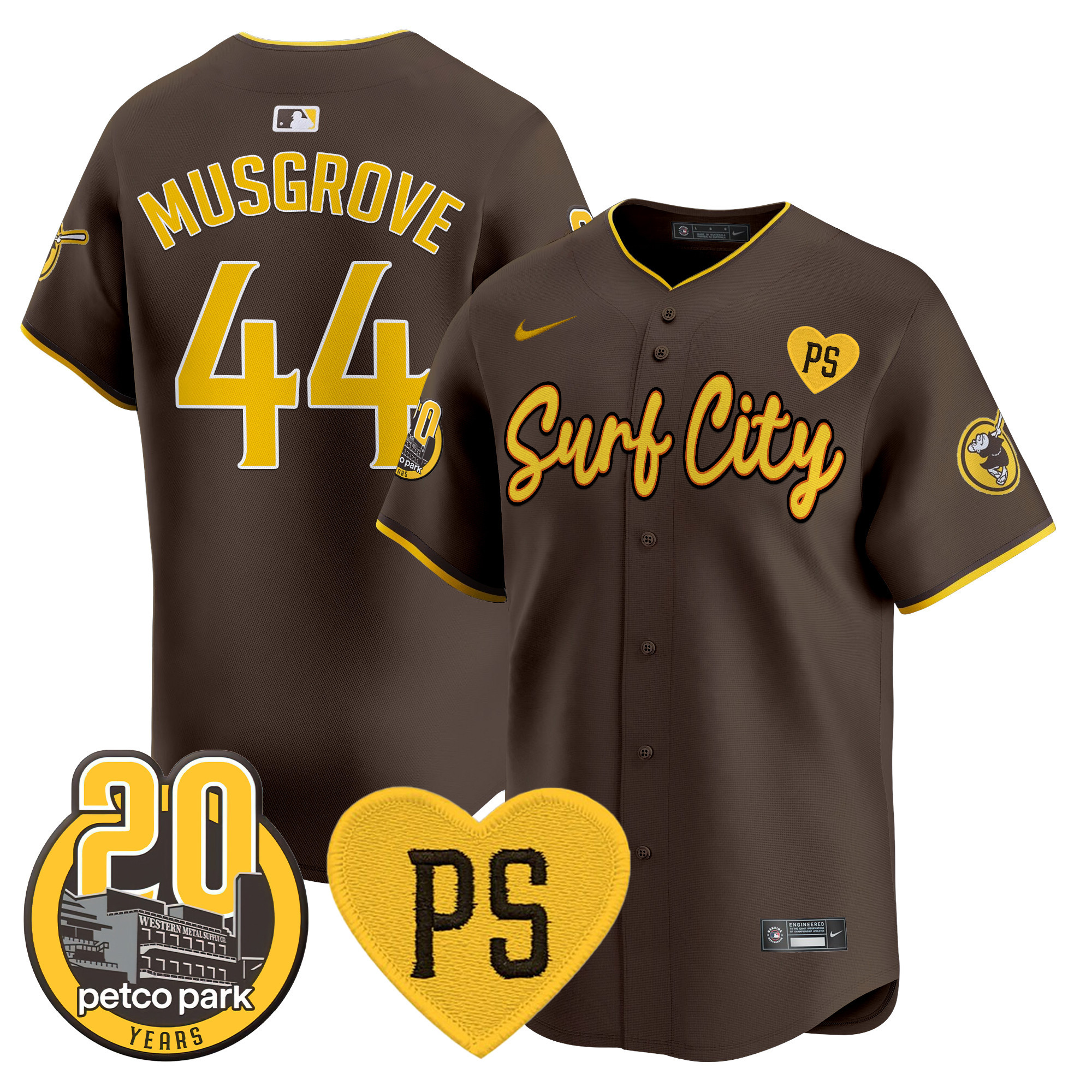 Men's Padres “For Peter” & Petco Park 20th Patch Vapor Premier Limited Jersey V3 - All Stitched