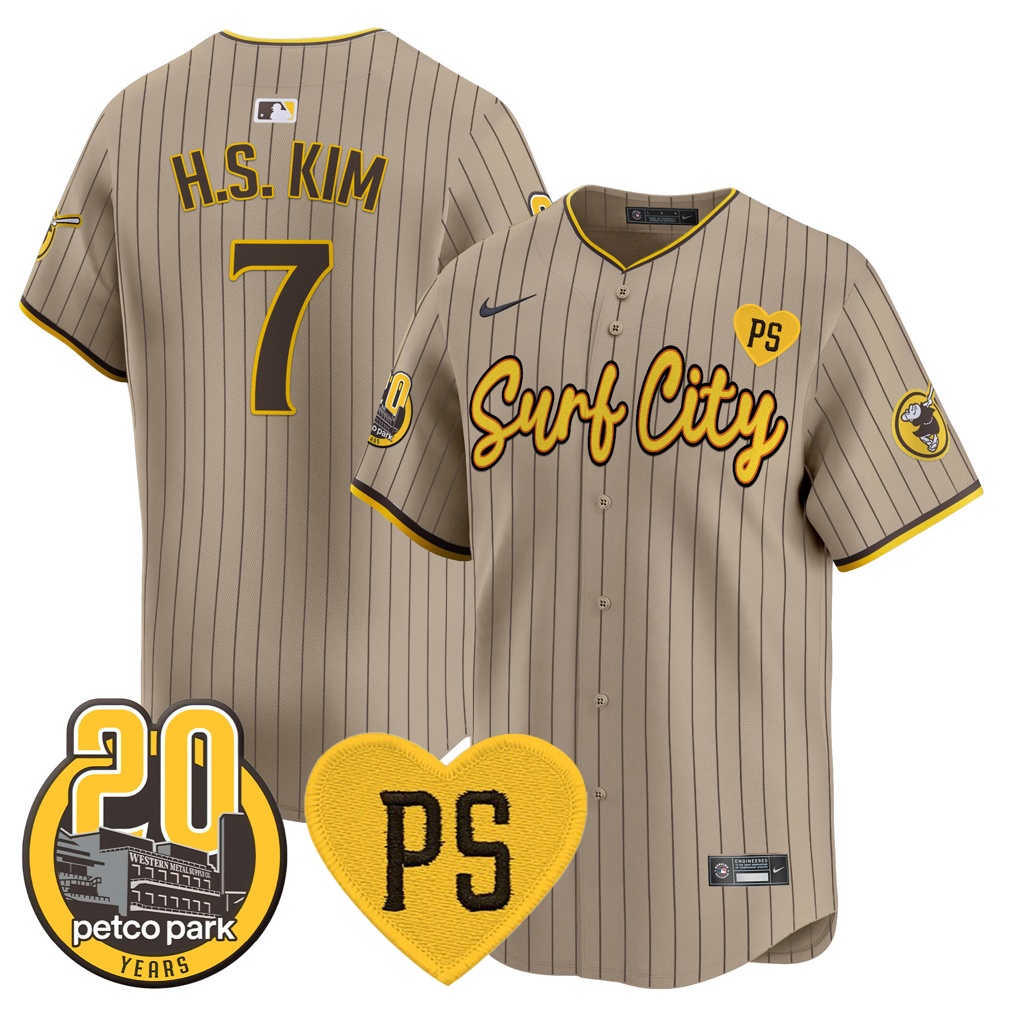 Men's Padres “For Peter” & Petco Park 20th Patch Vapor Premier Limited Jersey V3 - All Stitched