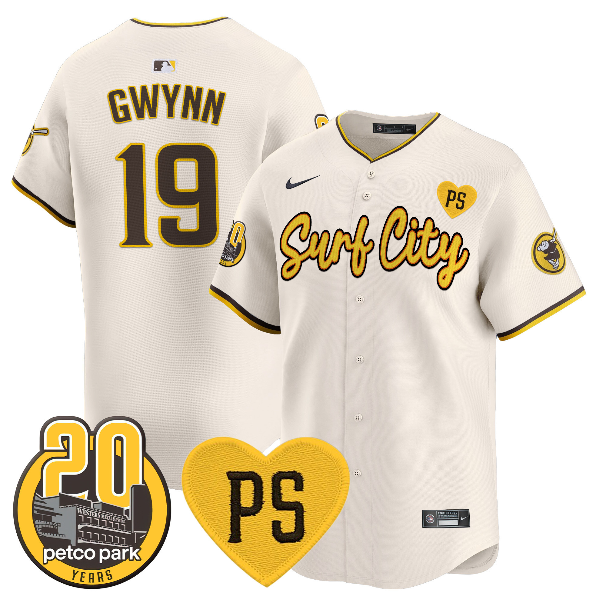 Men's Padres “For Peter” & Petco Park 20th Patch Vapor Premier Limited Jersey V3 - All Stitched