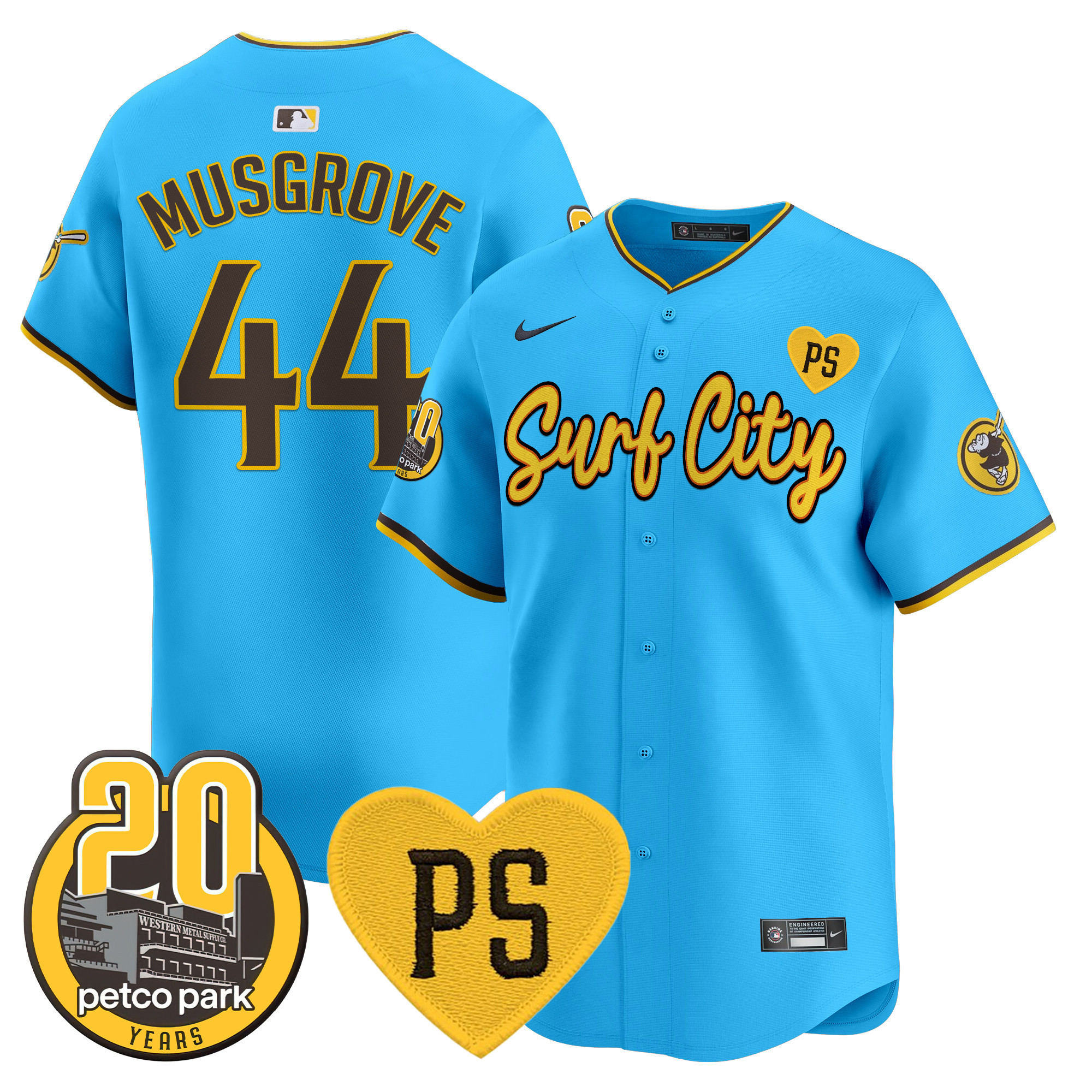Men's Padres “For Peter” & Petco Park 20th Patch Vapor Premier Limited Jersey V3 - All Stitched