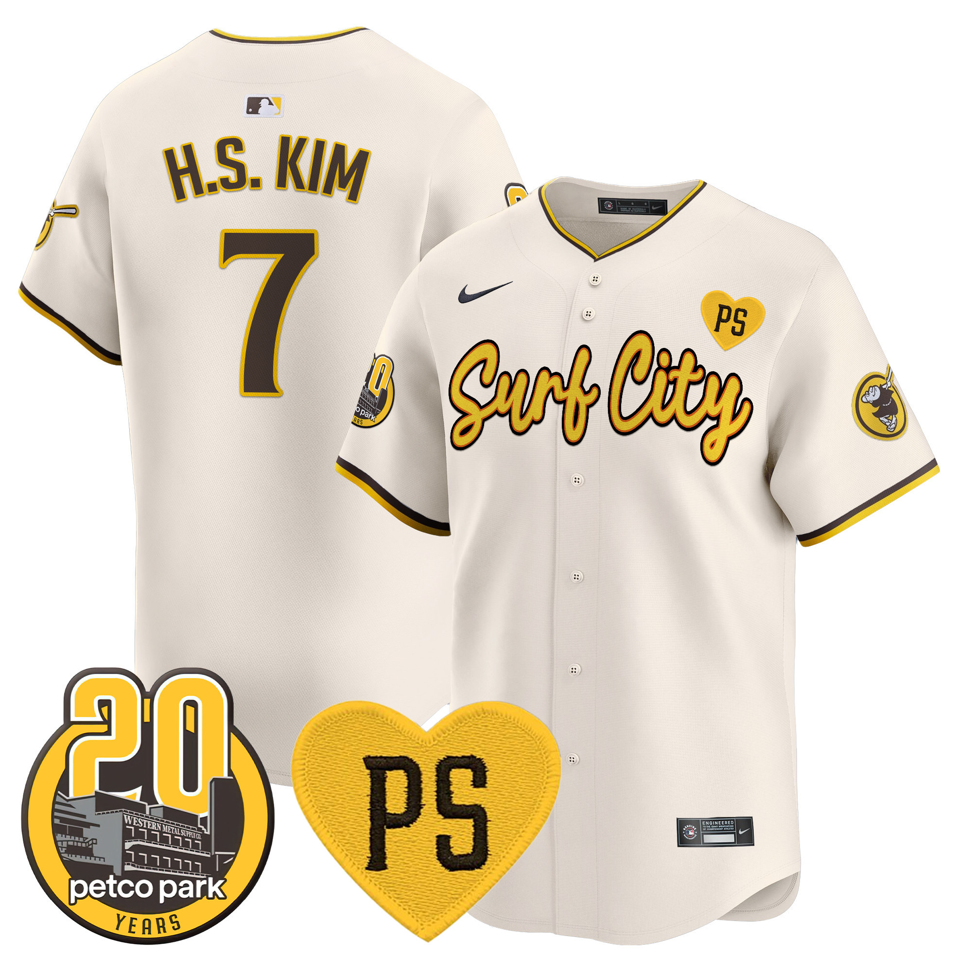 Men's Padres “For Peter” & Petco Park 20th Patch Vapor Premier Limited Jersey V3 - All Stitched