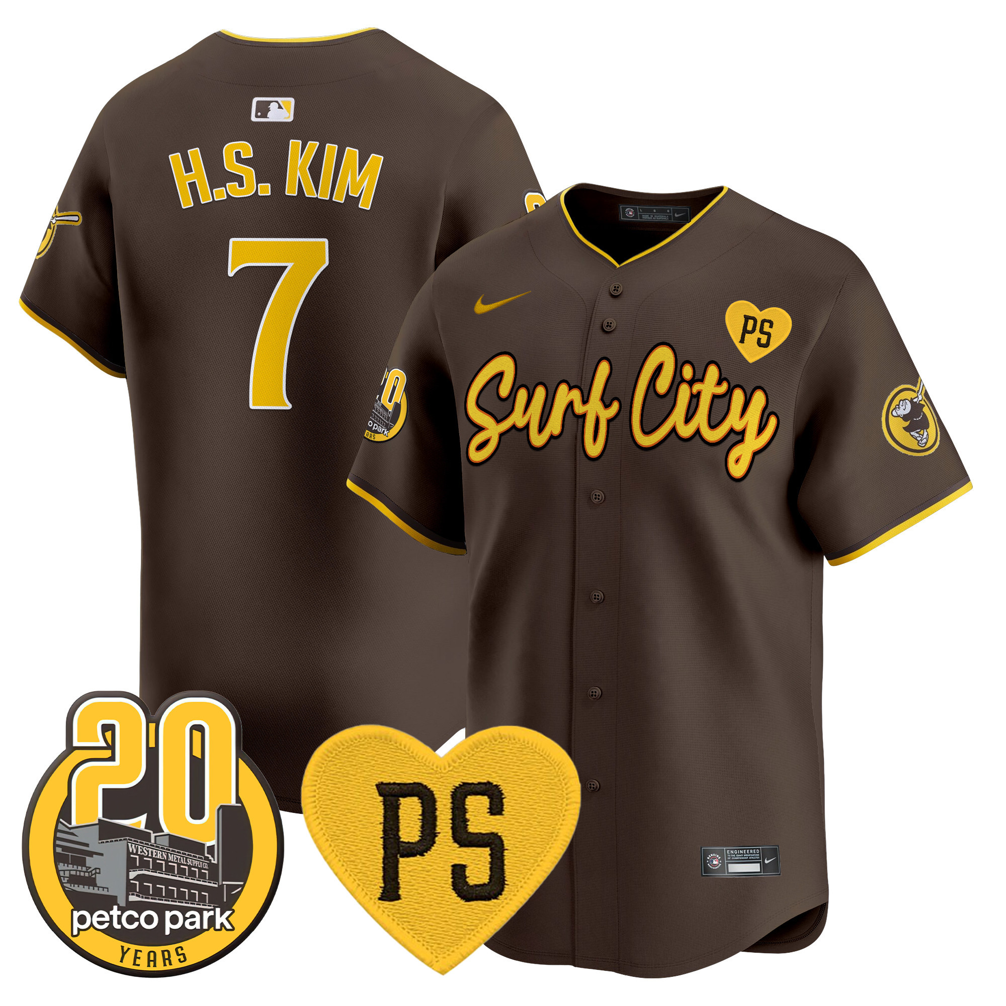 Men's Padres “For Peter” & Petco Park 20th Patch Vapor Premier Limited Jersey V3 - All Stitched
