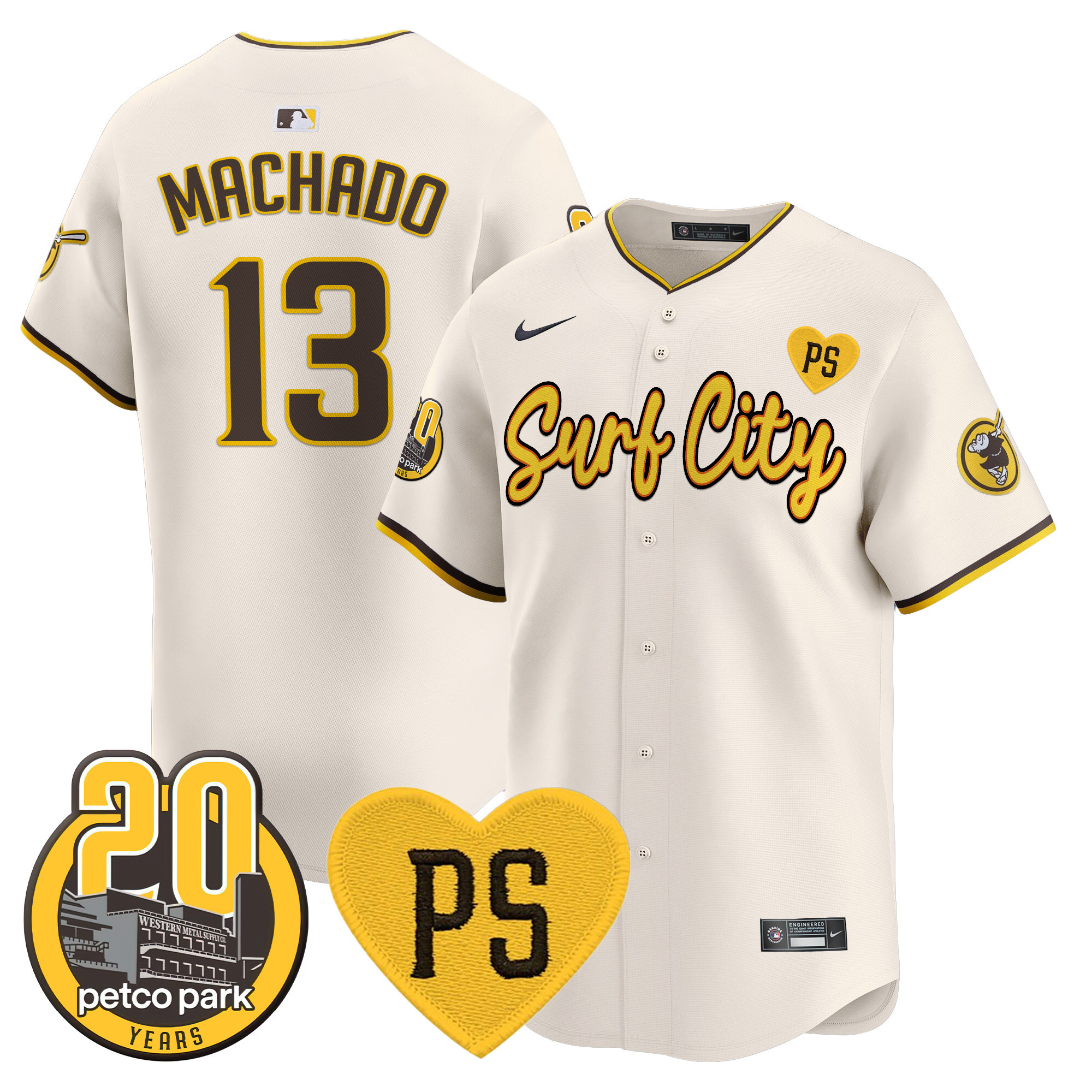Men's Padres “For Peter” & Petco Park 20th Patch Vapor Premier Limited Jersey V3 - All Stitched