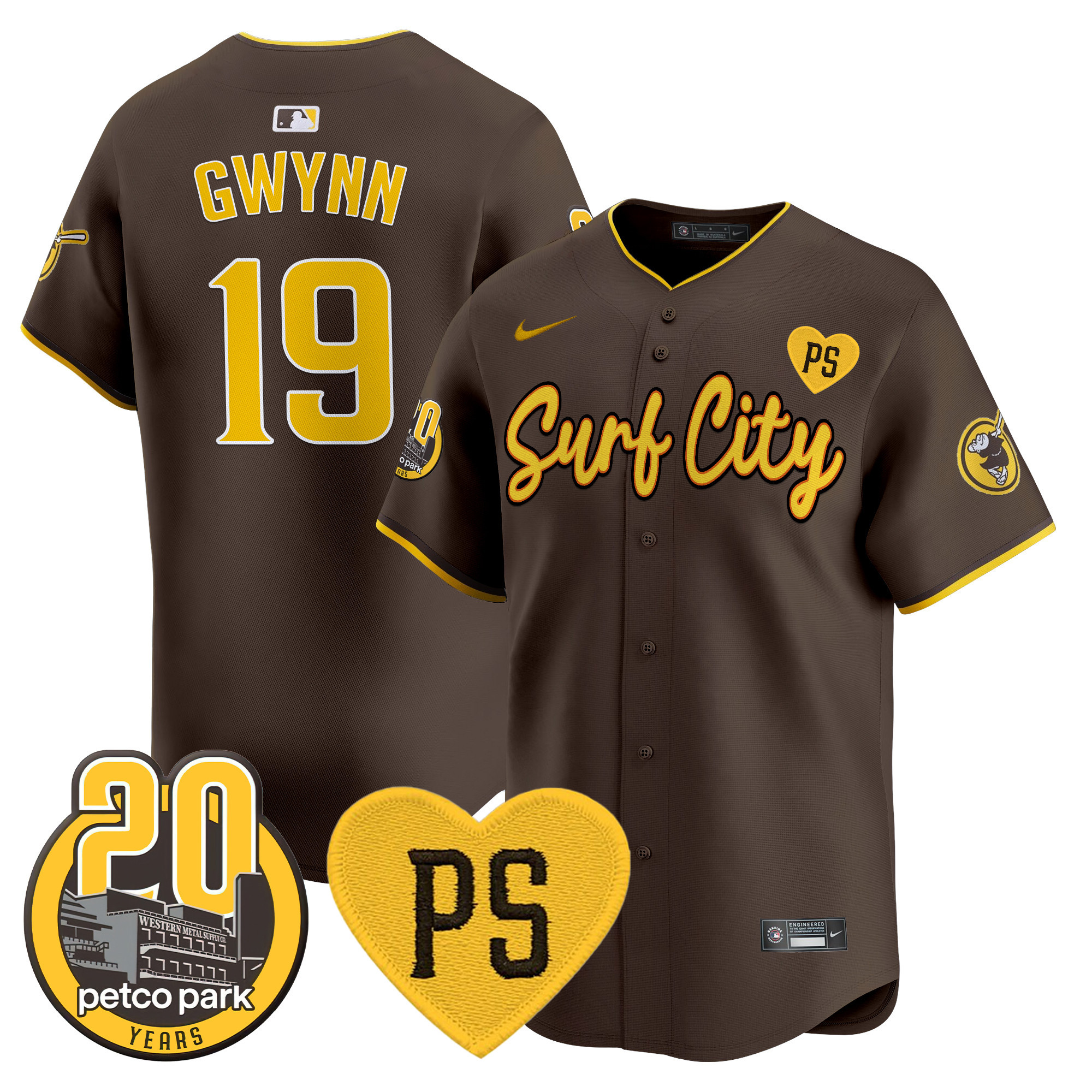 Men's Padres “For Peter” & Petco Park 20th Patch Vapor Premier Limited Jersey V3 - All Stitched