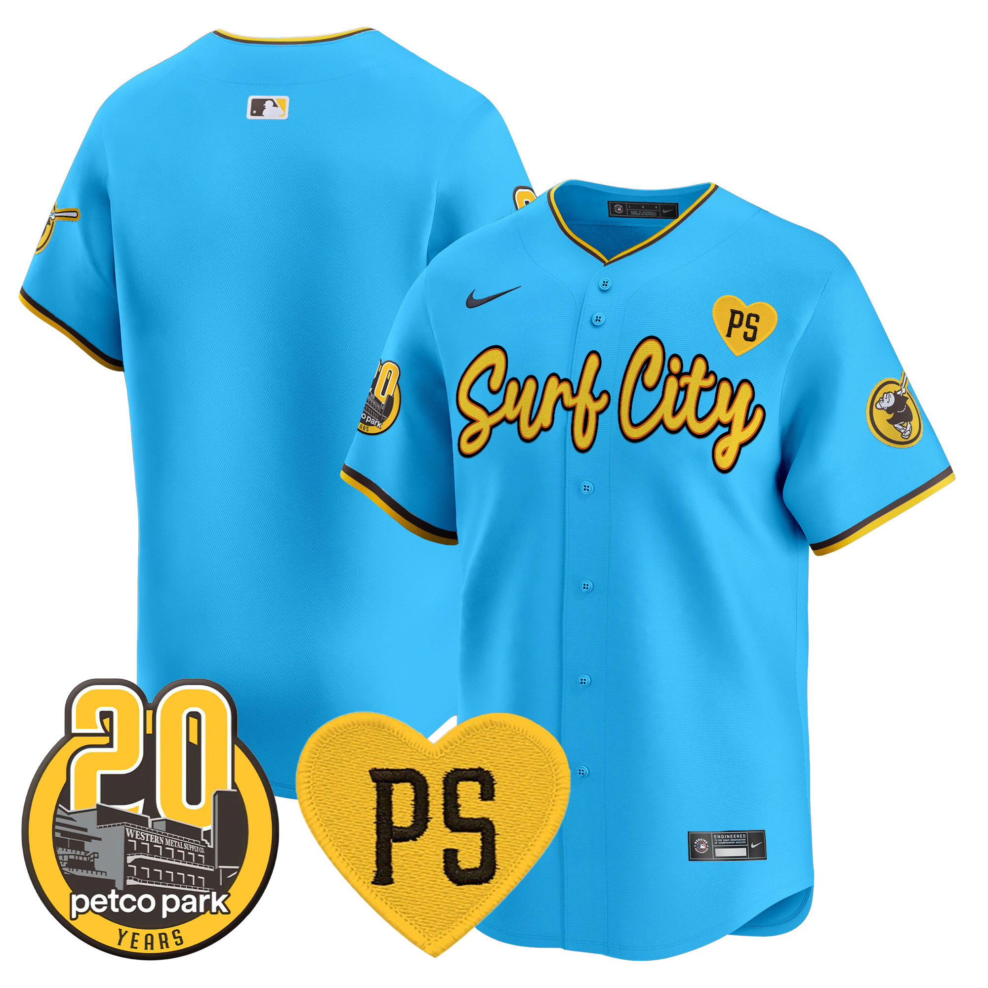 Men's Padres “For Peter” & Petco Park 20th Patch Vapor Premier Limited Jersey V3 - All Stitched