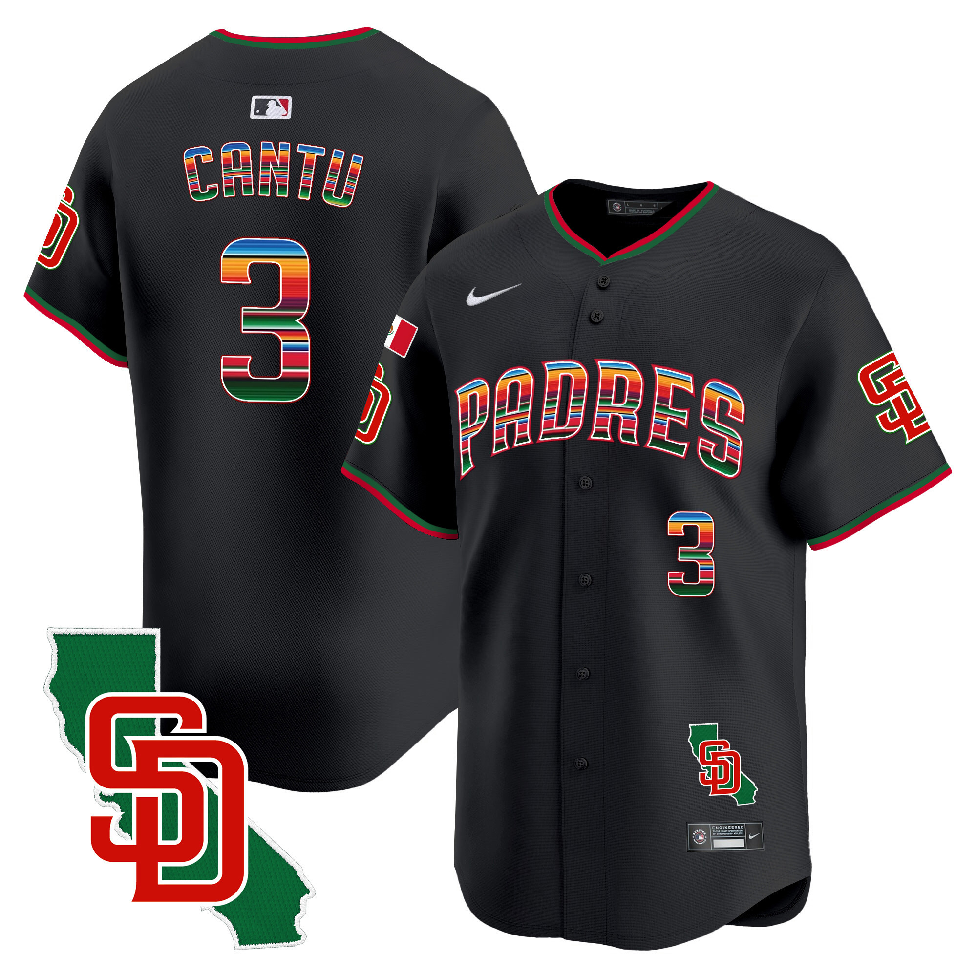 Men's Padres Mexico California Patch Vapor Premier Limited Jersey V3 – All Stitched