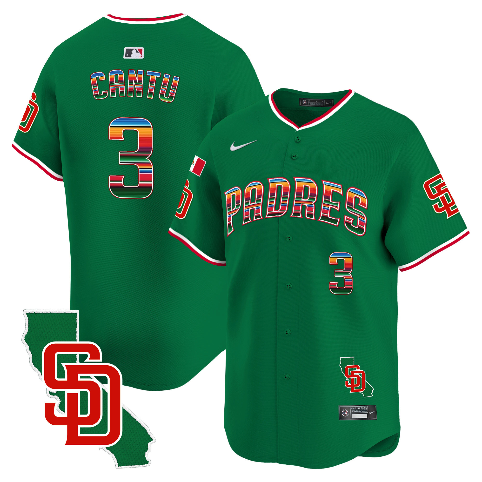 Men's Padres Mexico California Patch Vapor Premier Limited Jersey V3 – All Stitched