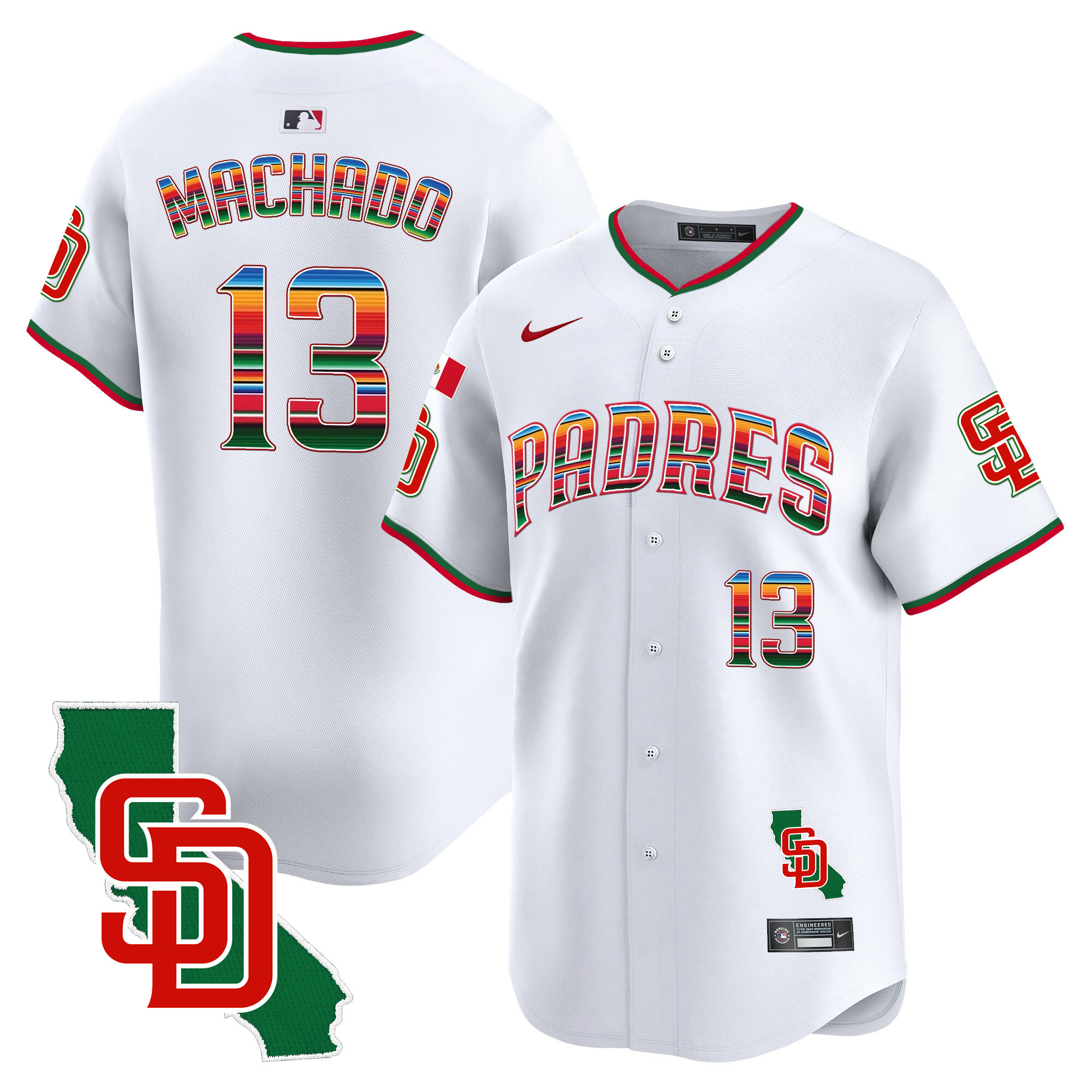 Men's Padres Mexico California Patch Vapor Premier Limited Jersey V3 – All Stitched