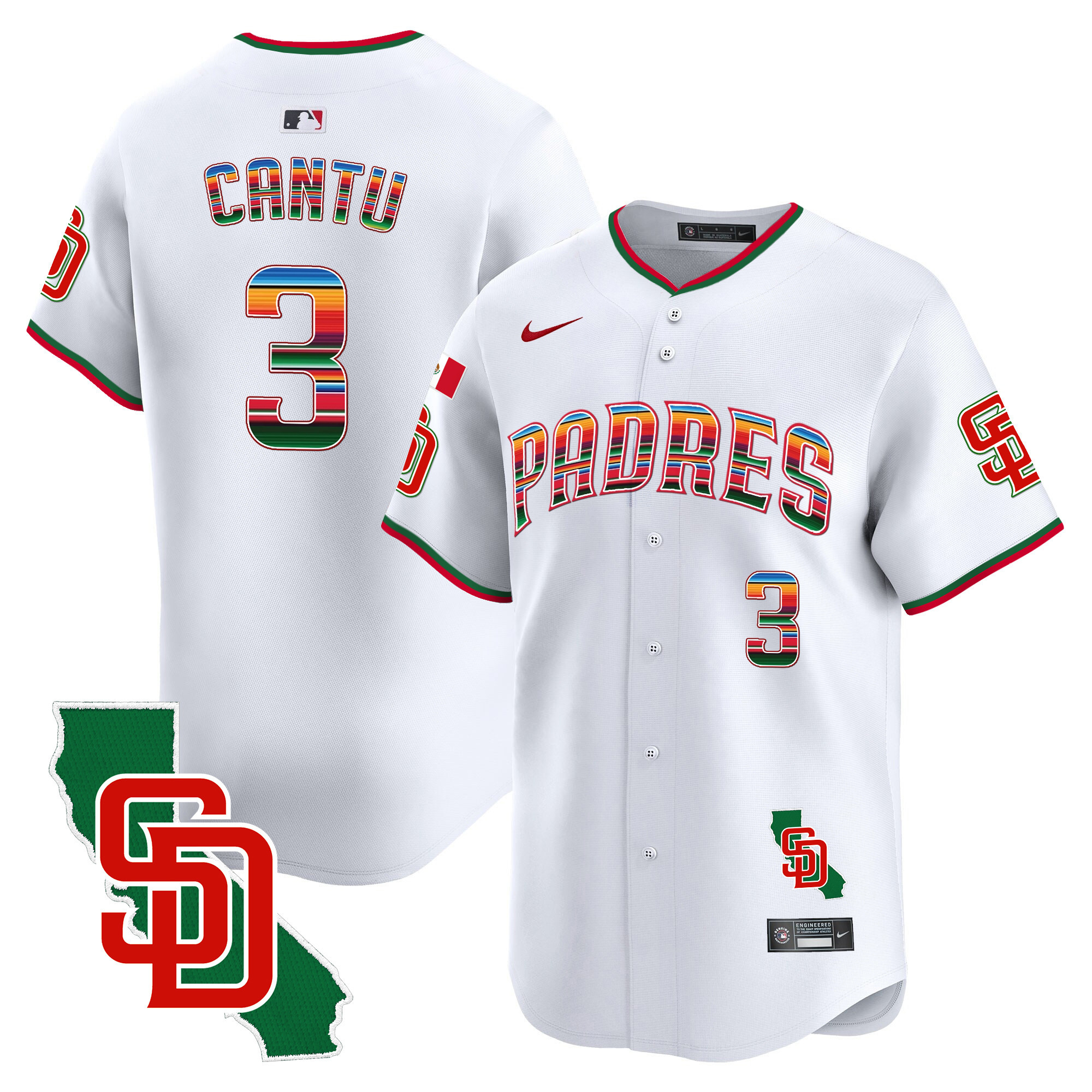 Men's Padres Mexico California Patch Vapor Premier Limited Jersey V3 – All Stitched