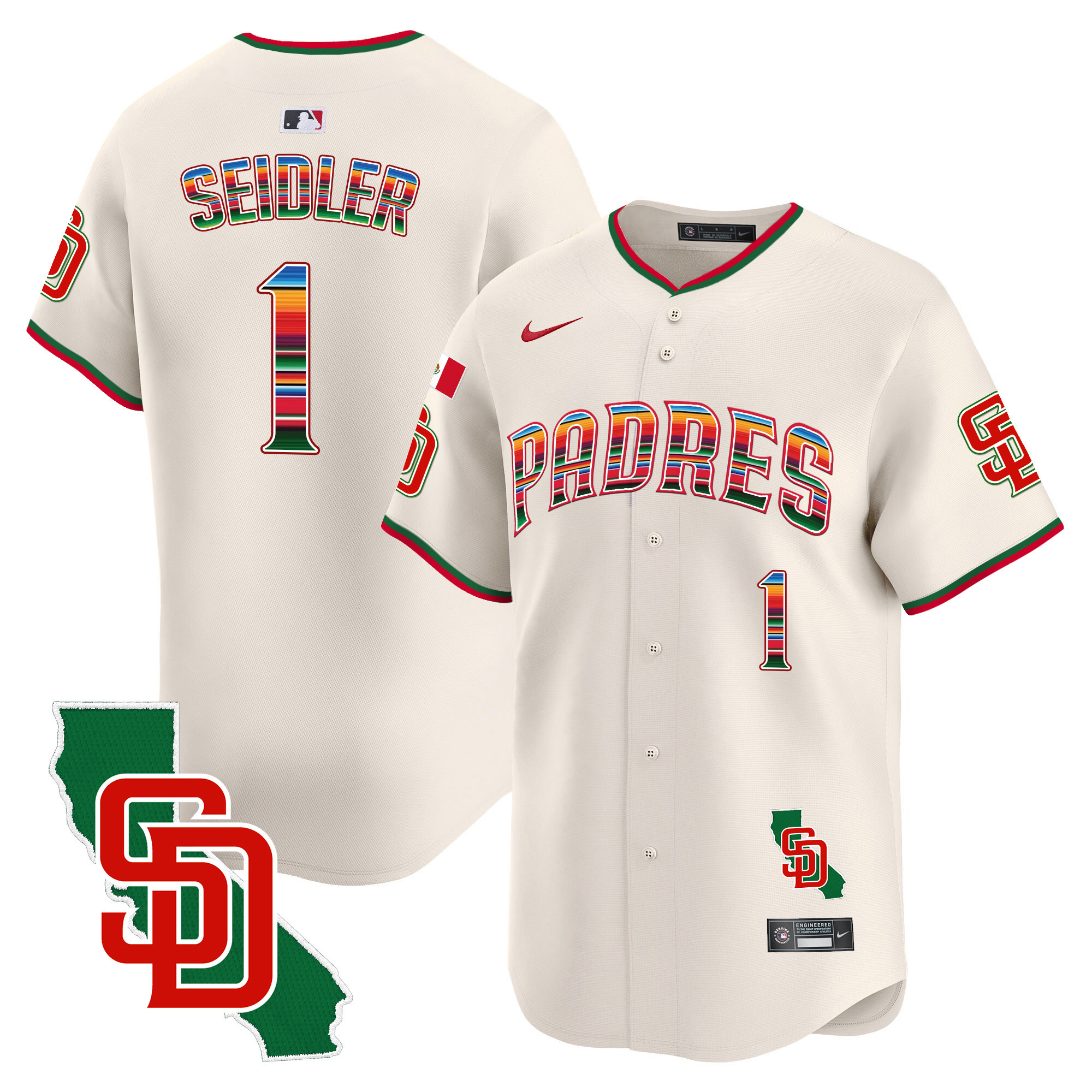 Men's Padres Mexico California Patch Vapor Premier Limited Jersey V3 – All Stitched