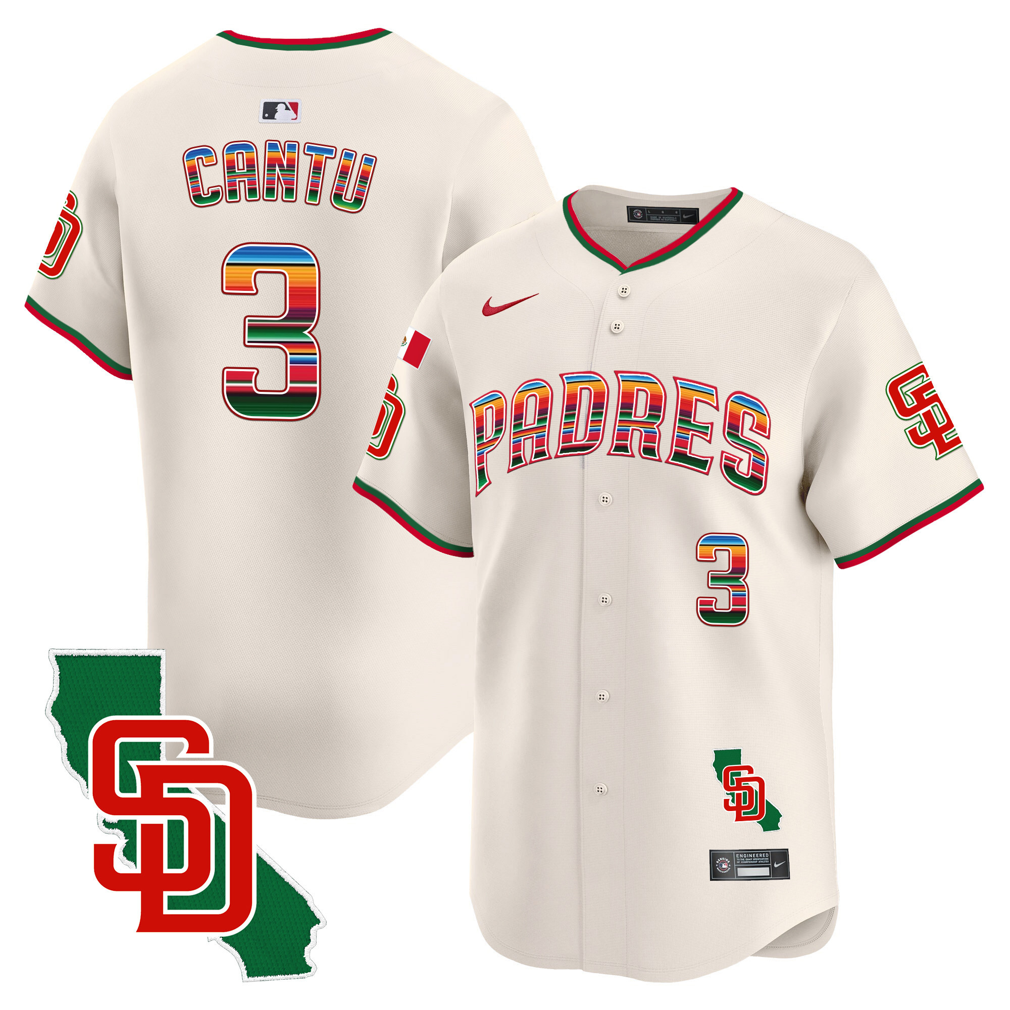 Men's Padres Mexico California Patch Vapor Premier Limited Jersey V3 – All Stitched