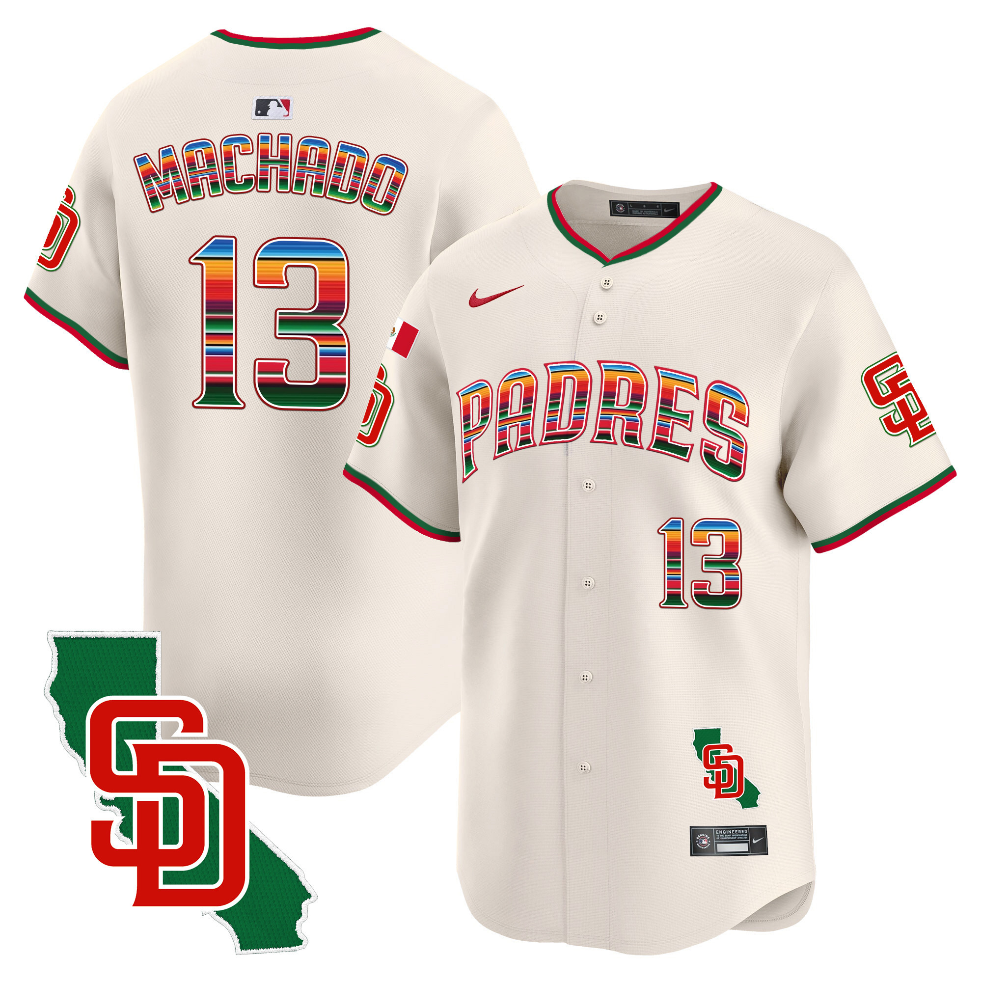 Men's Padres Mexico California Patch Vapor Premier Limited Jersey V3 – All Stitched