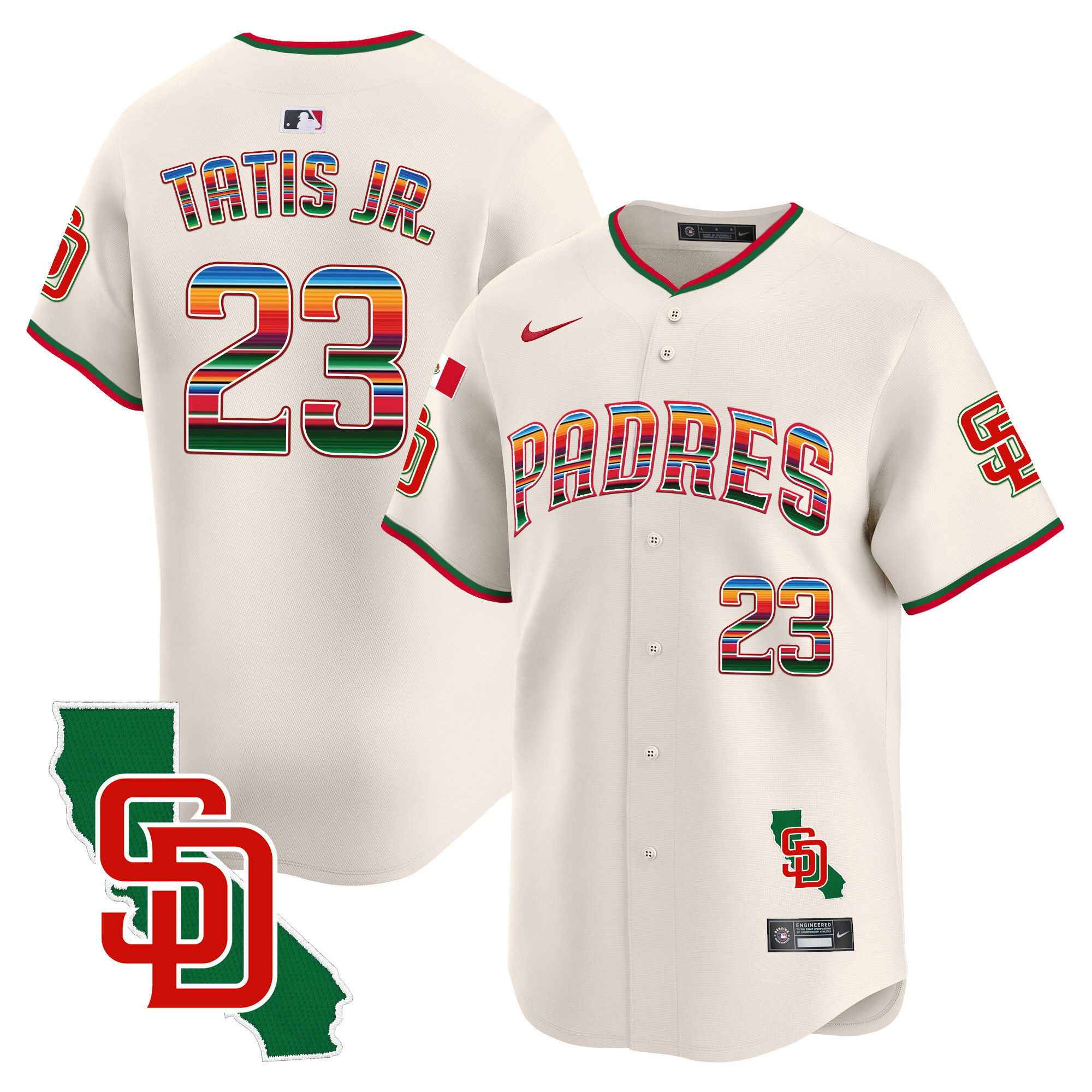 Men's Padres Mexico California Patch Vapor Premier Limited Jersey V3 – All Stitched