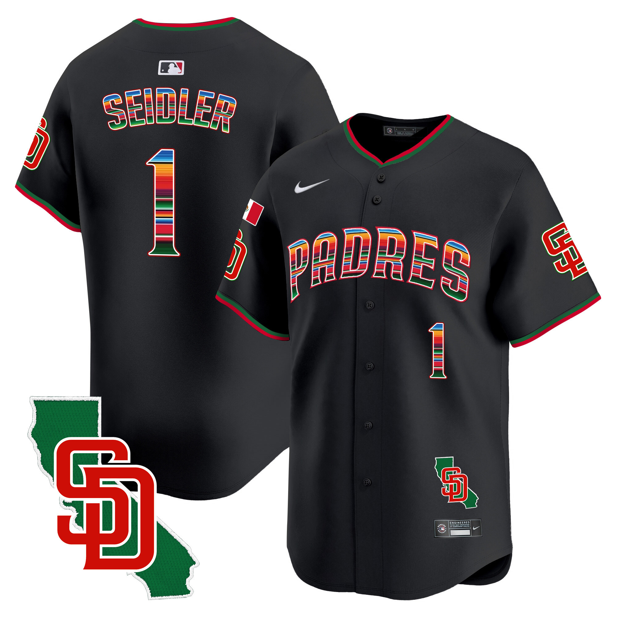 Men's Padres Mexico California Patch Vapor Premier Limited Jersey V3 – All Stitched