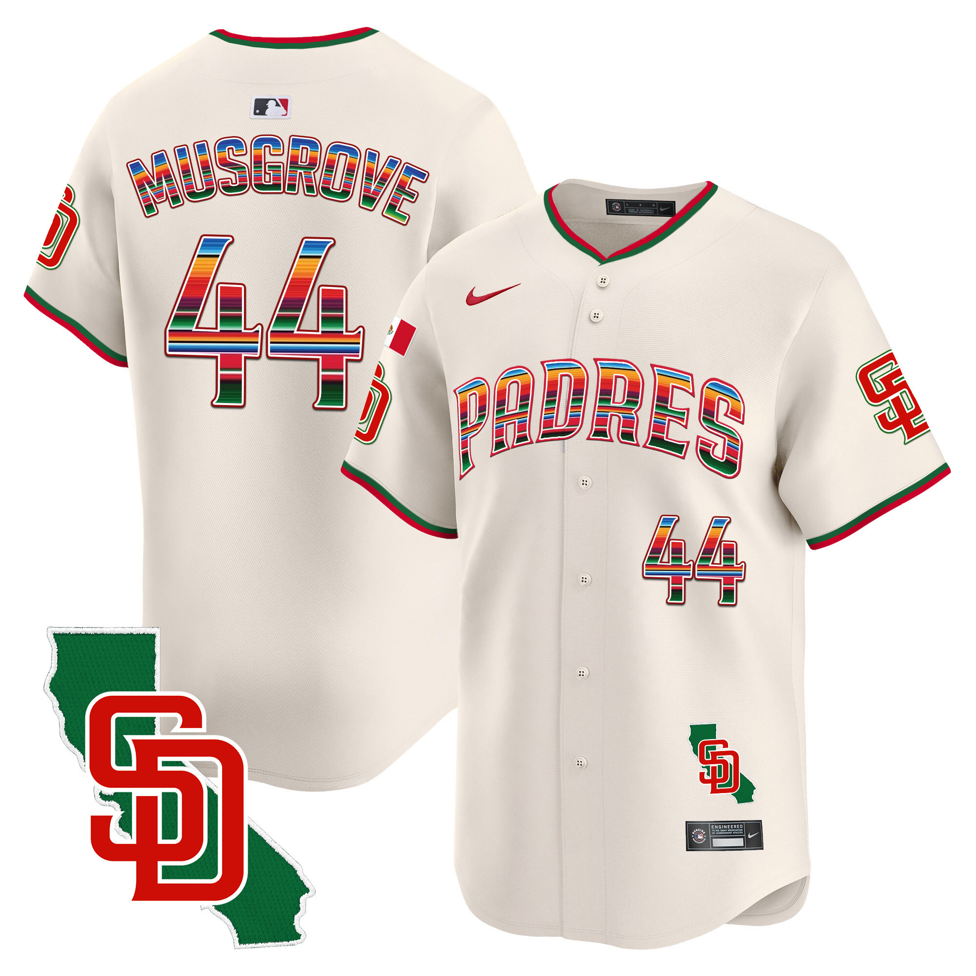 Men's Padres Mexico California Patch Vapor Premier Limited Jersey V3 – All Stitched