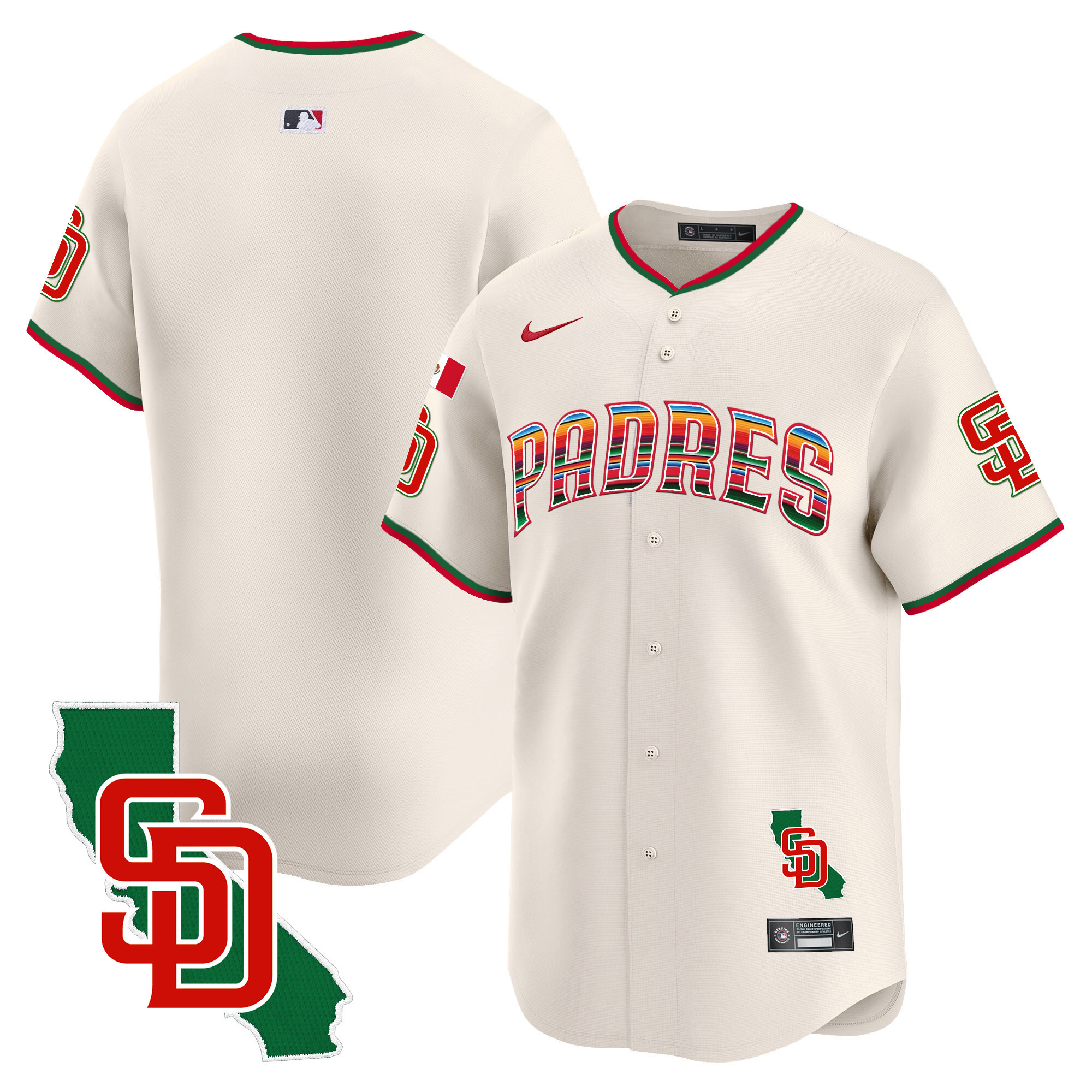 Men's Padres Mexico California Patch Vapor Premier Limited Jersey V3 – All Stitched