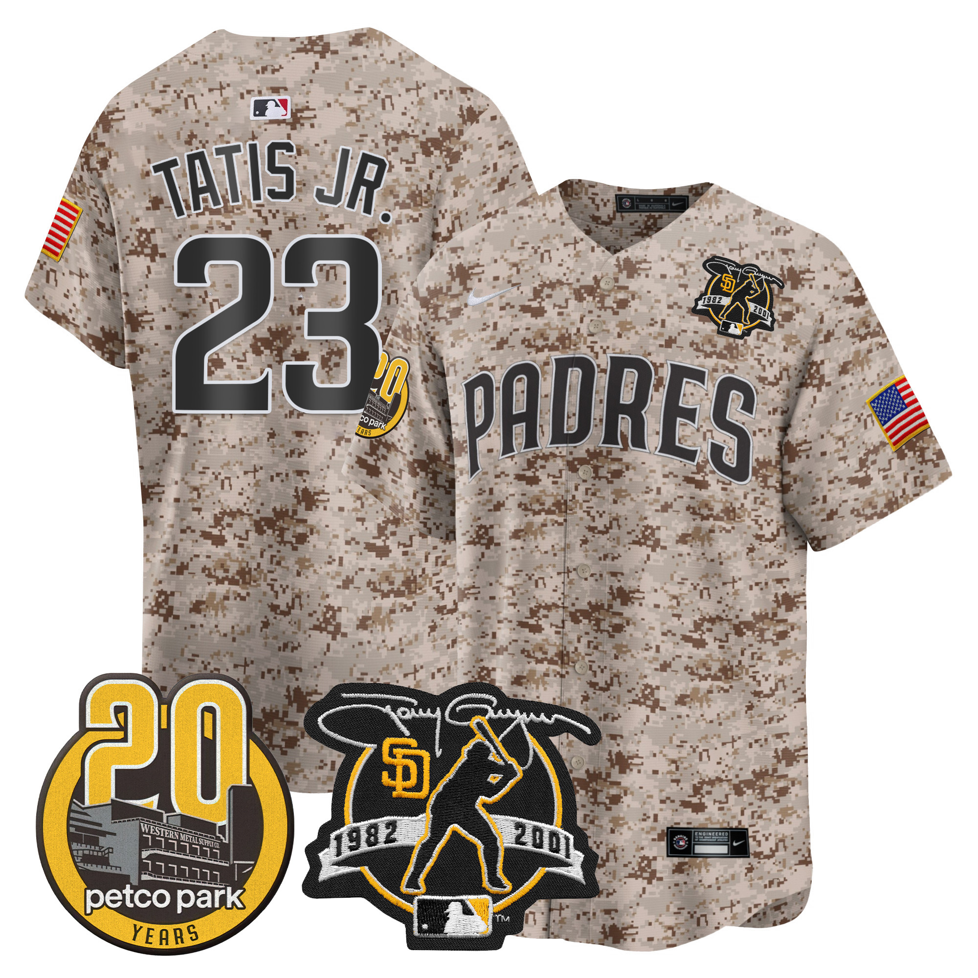 Men's Padres Tony Gwynn & Petco Park 20th Patch USMC Vapor Premier Limited Jersey – All Stitched