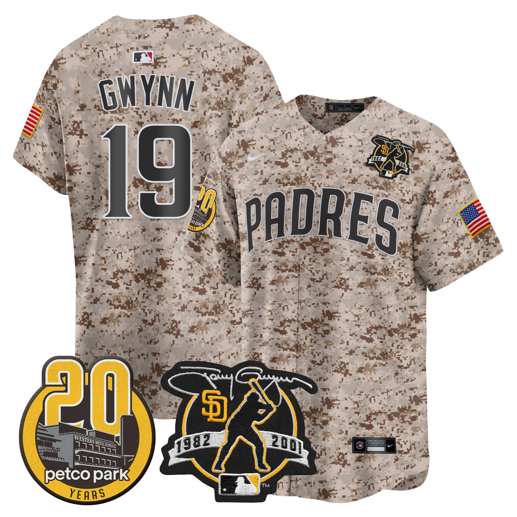 Men's Padres Tony Gwynn & Petco Park 20th Patch USMC Vapor Premier Limited Jersey – All Stitched