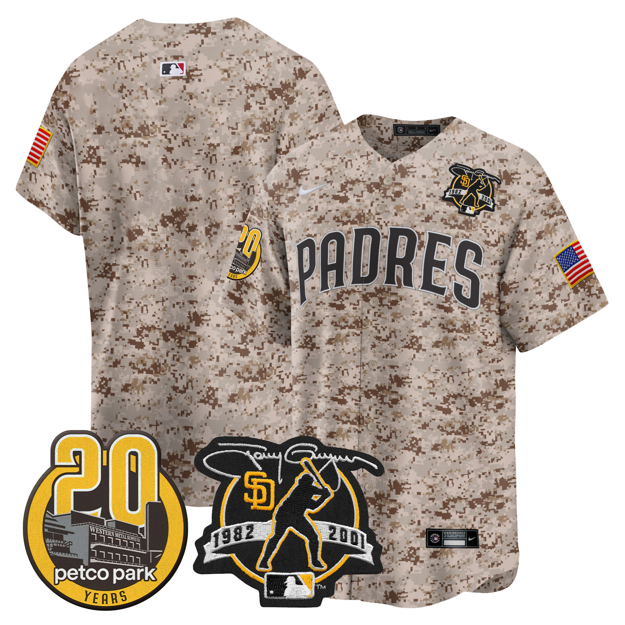 Men's Padres Tony Gwynn & Petco Park 20th Patch USMC Vapor Premier Limited Jersey – All Stitched