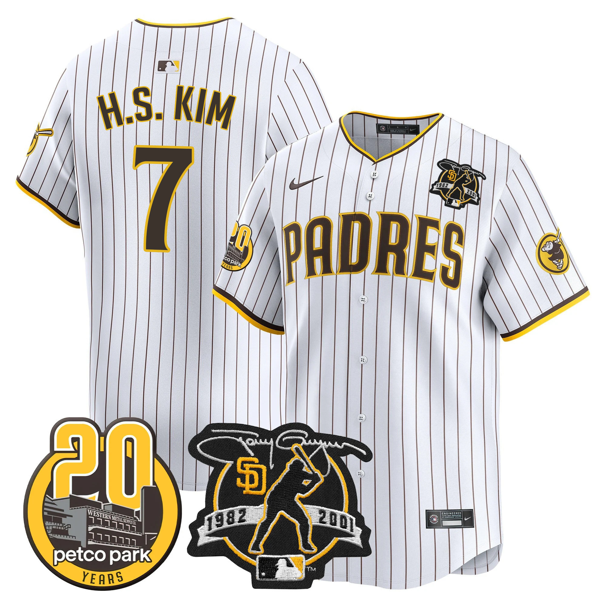 Men's Padres Tony Gwynn & Petco Park 20th Patch Vapor Premier Limited Jersey – All Stitched