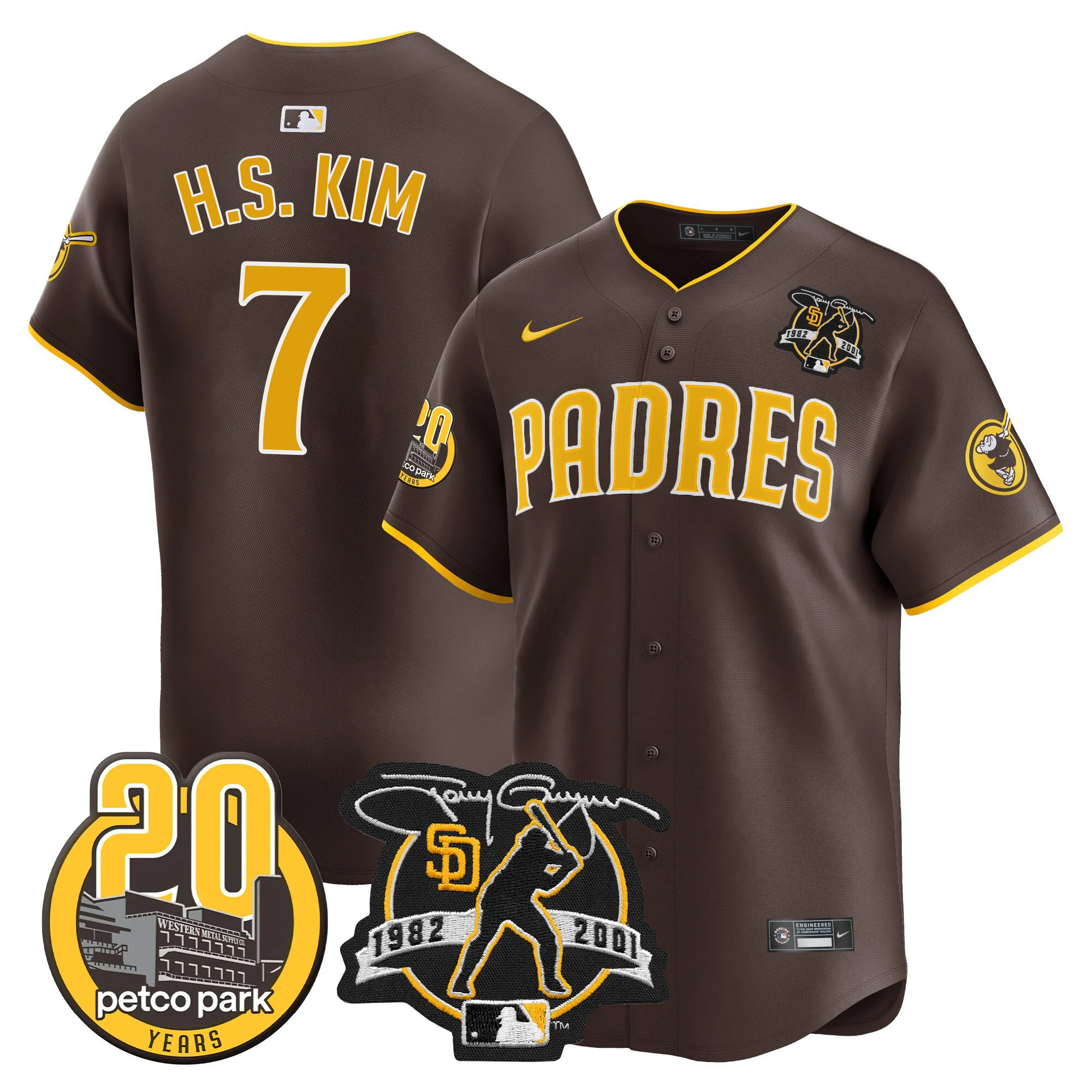 Men's Padres Tony Gwynn & Petco Park 20th Patch Vapor Premier Limited Jersey – All Stitched