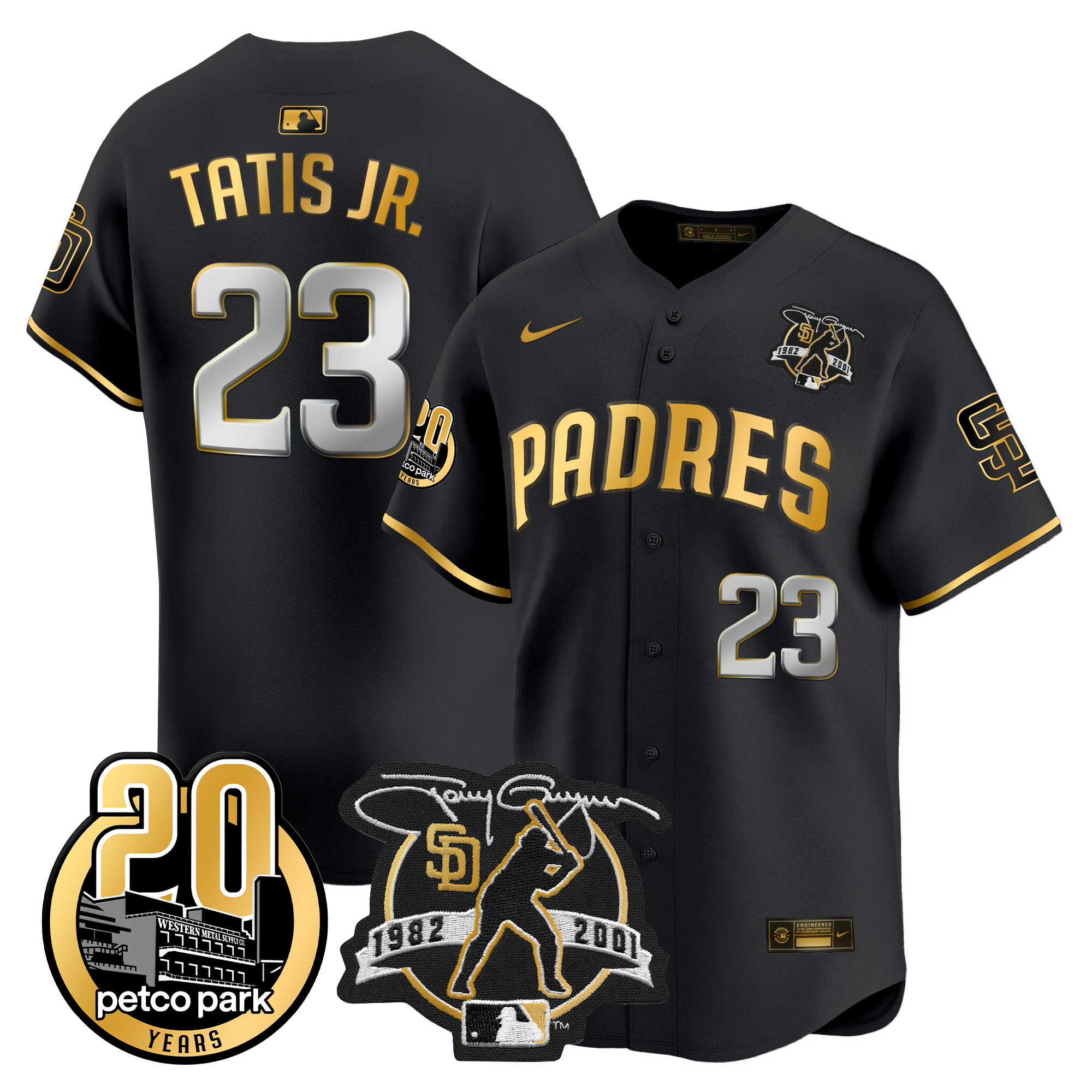 Men's Padres Tony Gwynn & Petco Park 20th Patch Vapor Premier Limited Jersey – All Stitched