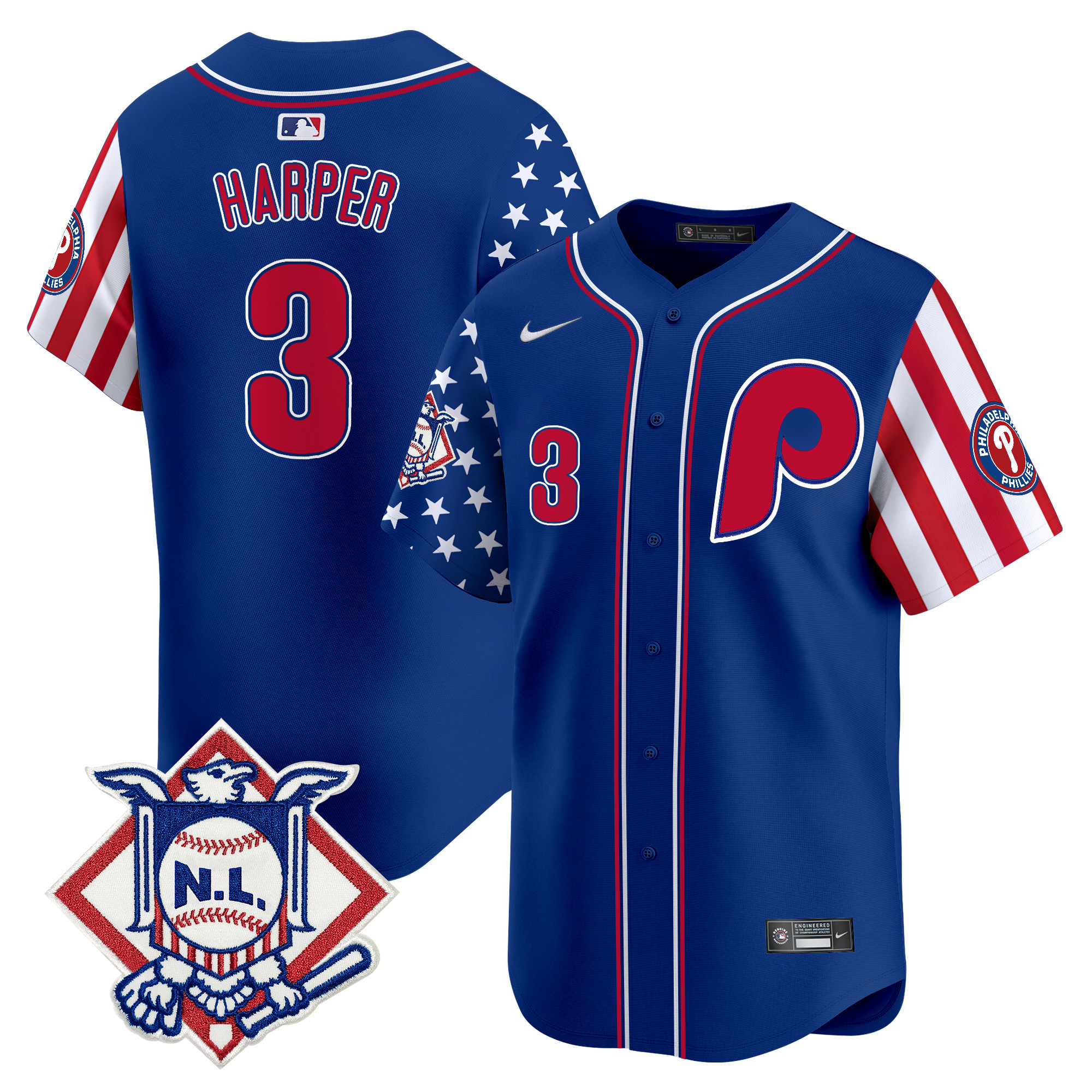 Men's Phillies 2024 Fourth of July Vapor Premier Limited Jersey - All Stitched