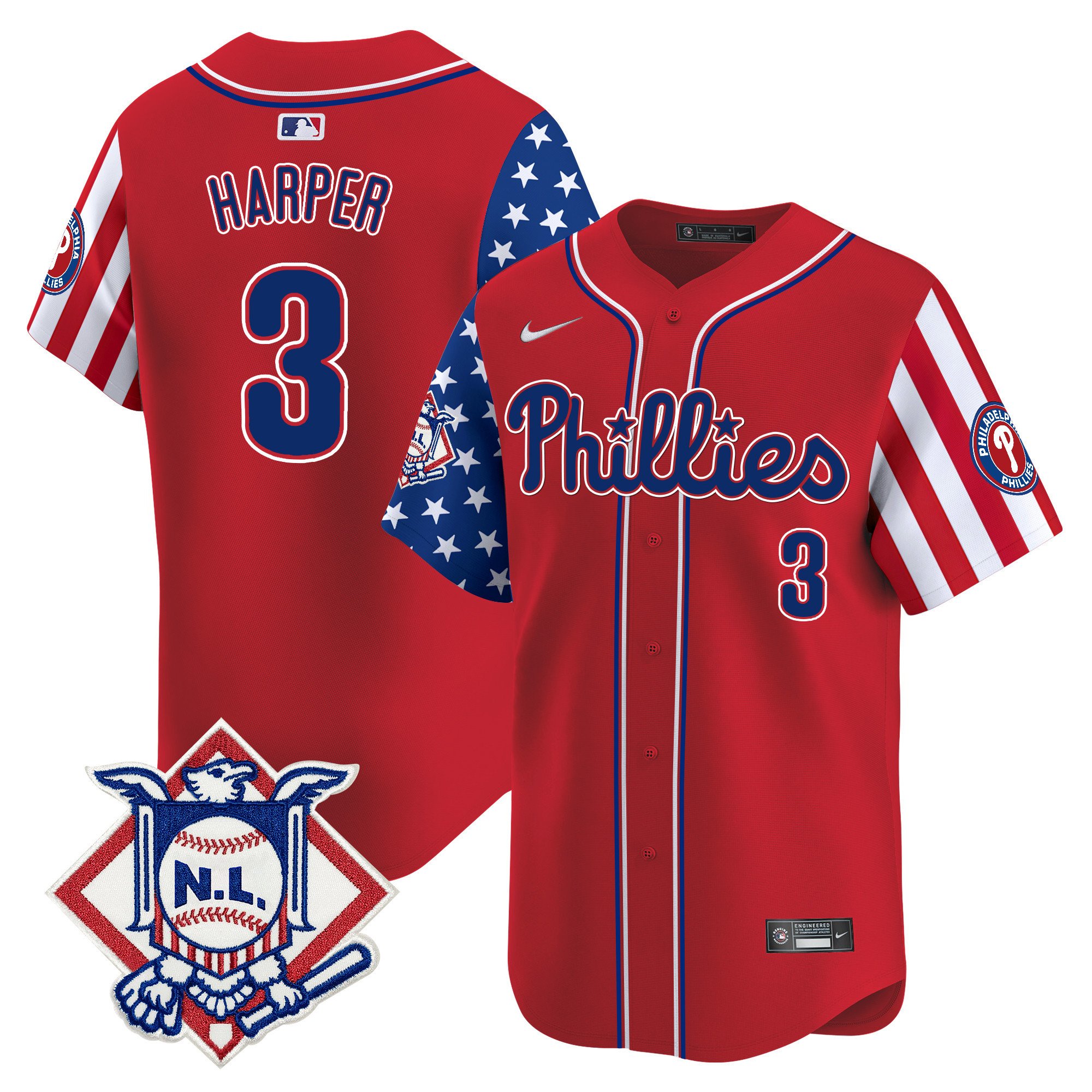 Men's Phillies 2024 Fourth of July Vapor Premier Limited Jersey V2 - All Stitched