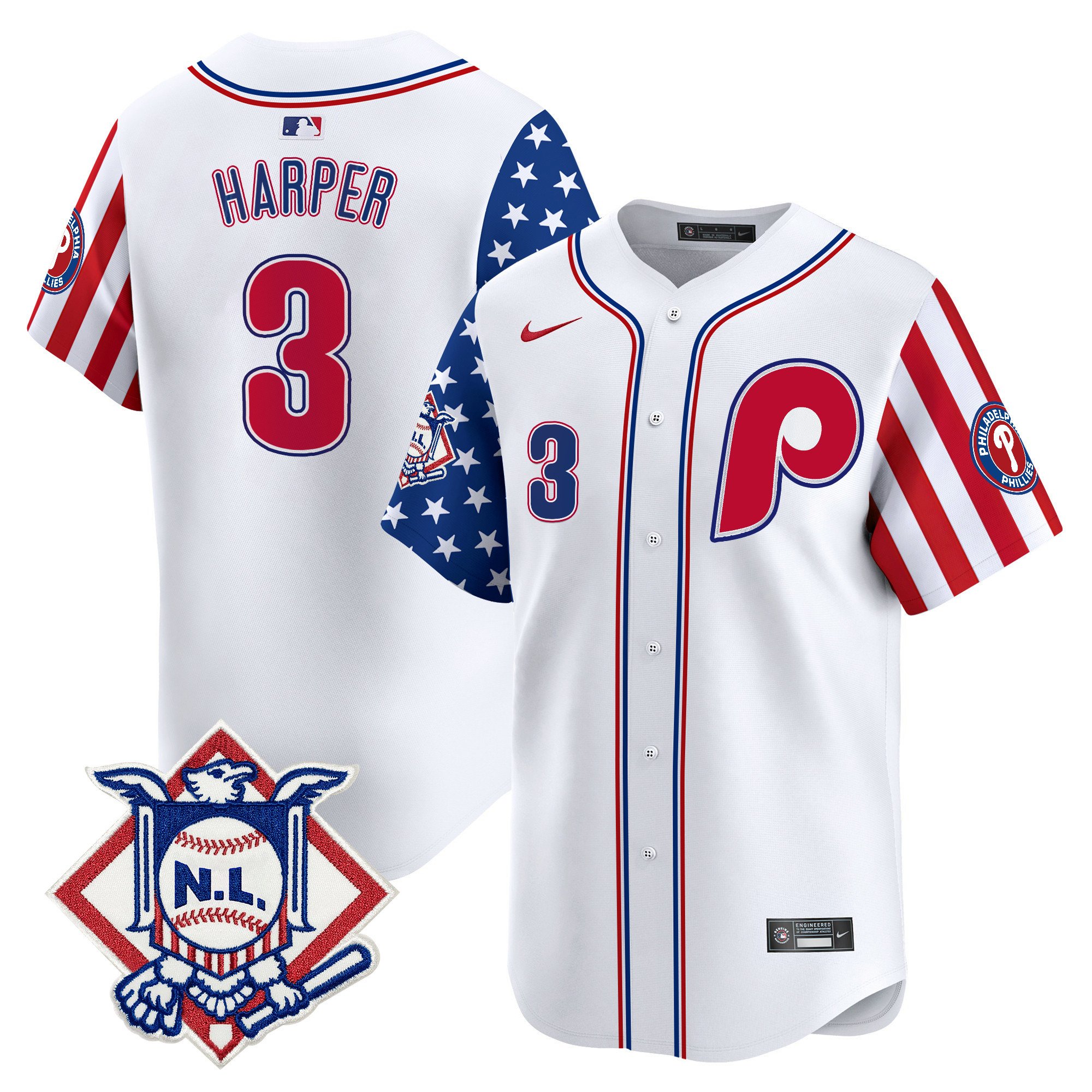 Men's Phillies 2024 Fourth of July Vapor Premier Limited Jersey V2 - All Stitched