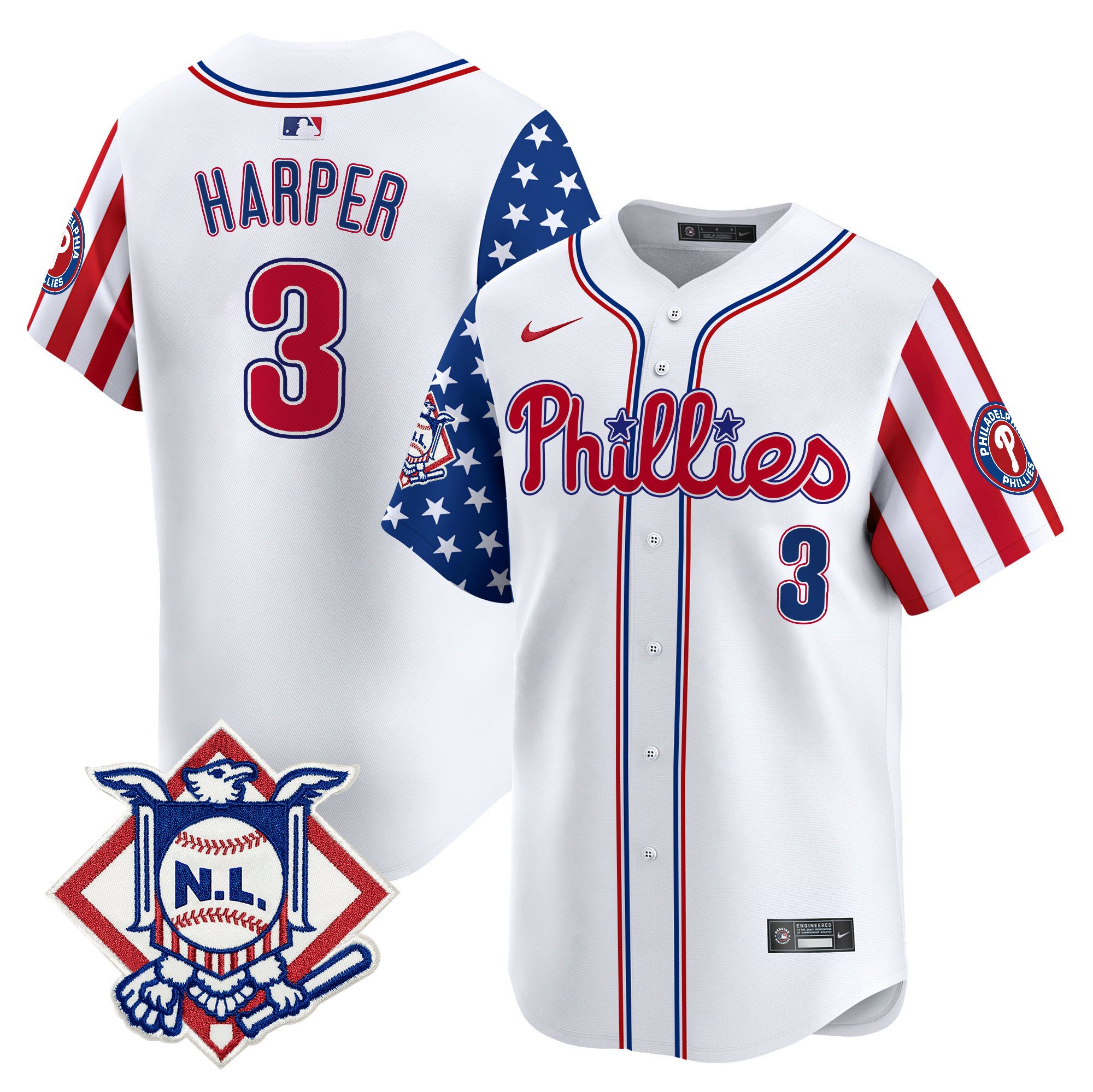 Men's Phillies 2024 Fourth of July Vapor Premier Limited Jersey V2 - All Stitched