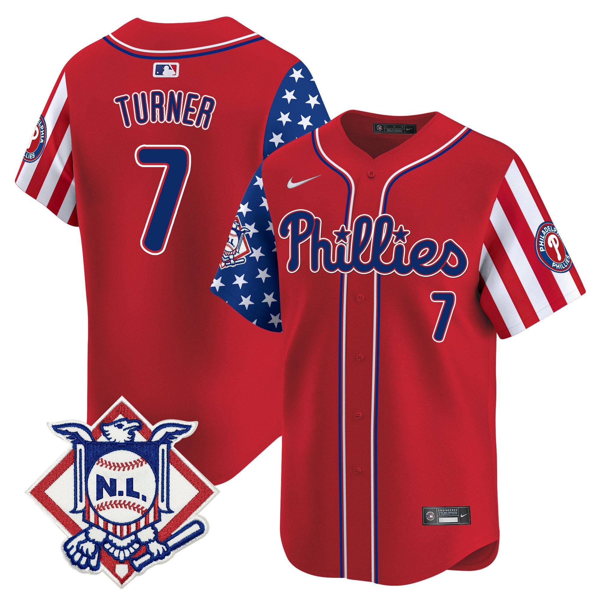 Men's Phillies 2024 Fourth of July Vapor Premier Limited Jersey V2 - All Stitched