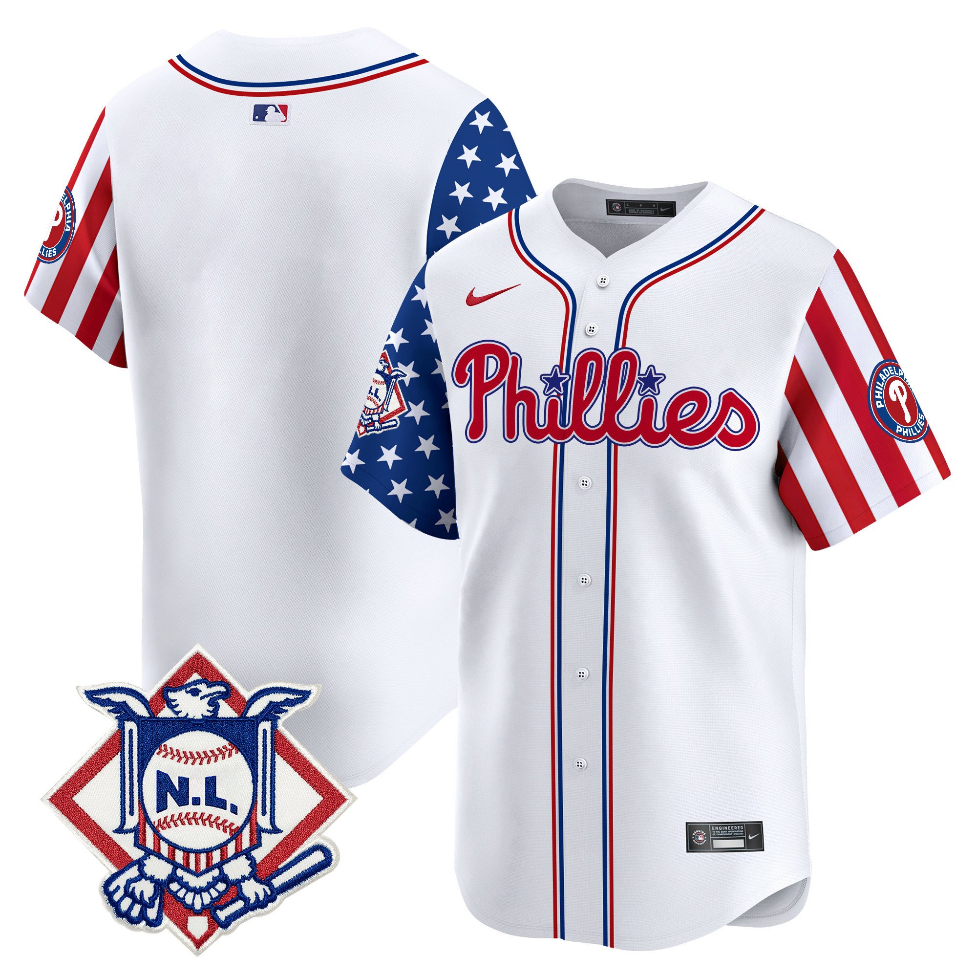 Men's Phillies 2024 Fourth of July Vapor Premier Limited Jersey V2 - All Stitched