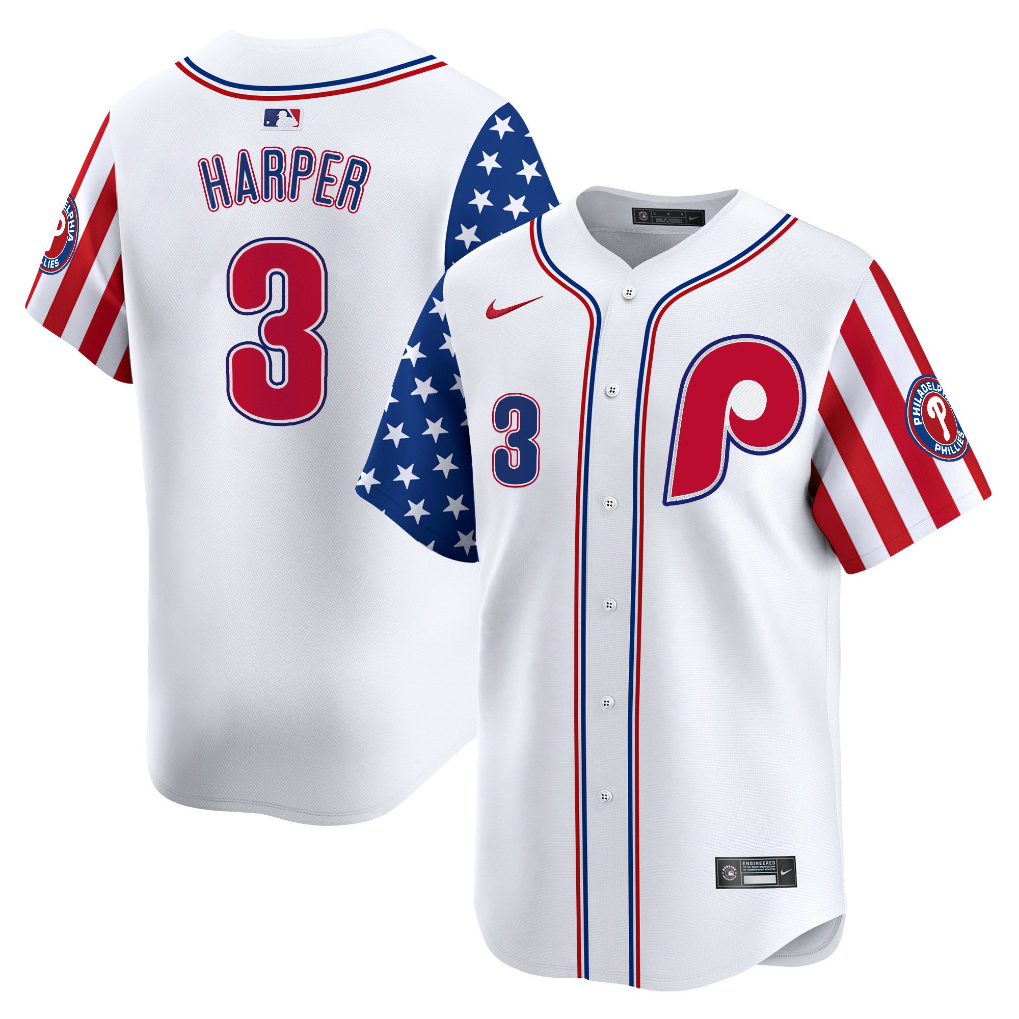 Men's Phillies 2024 Independence Day Vapor Premier Limited Jersey - All Stitched