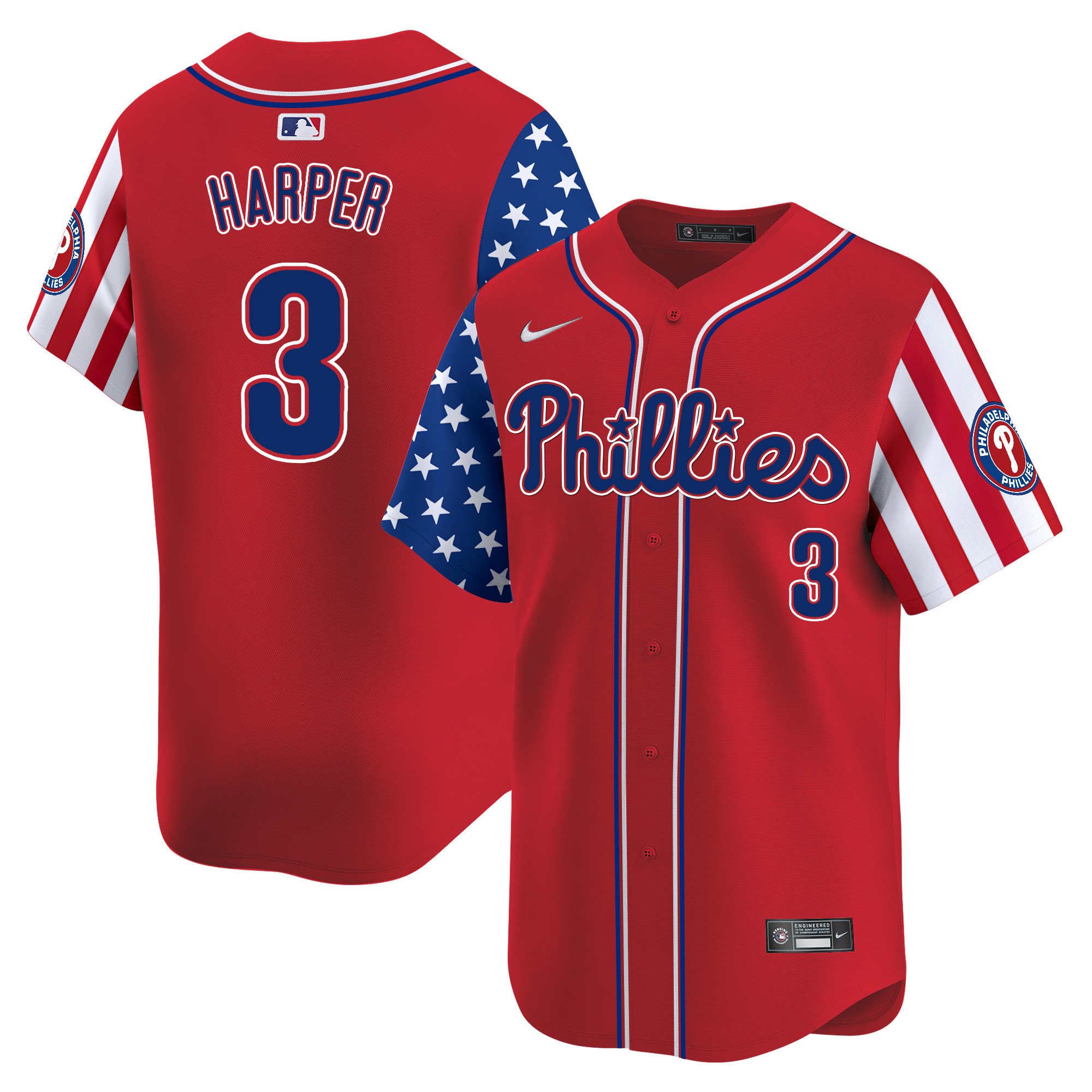 Men's Phillies 2024 Independence Day Vapor Premier Limited Jersey - All Stitched