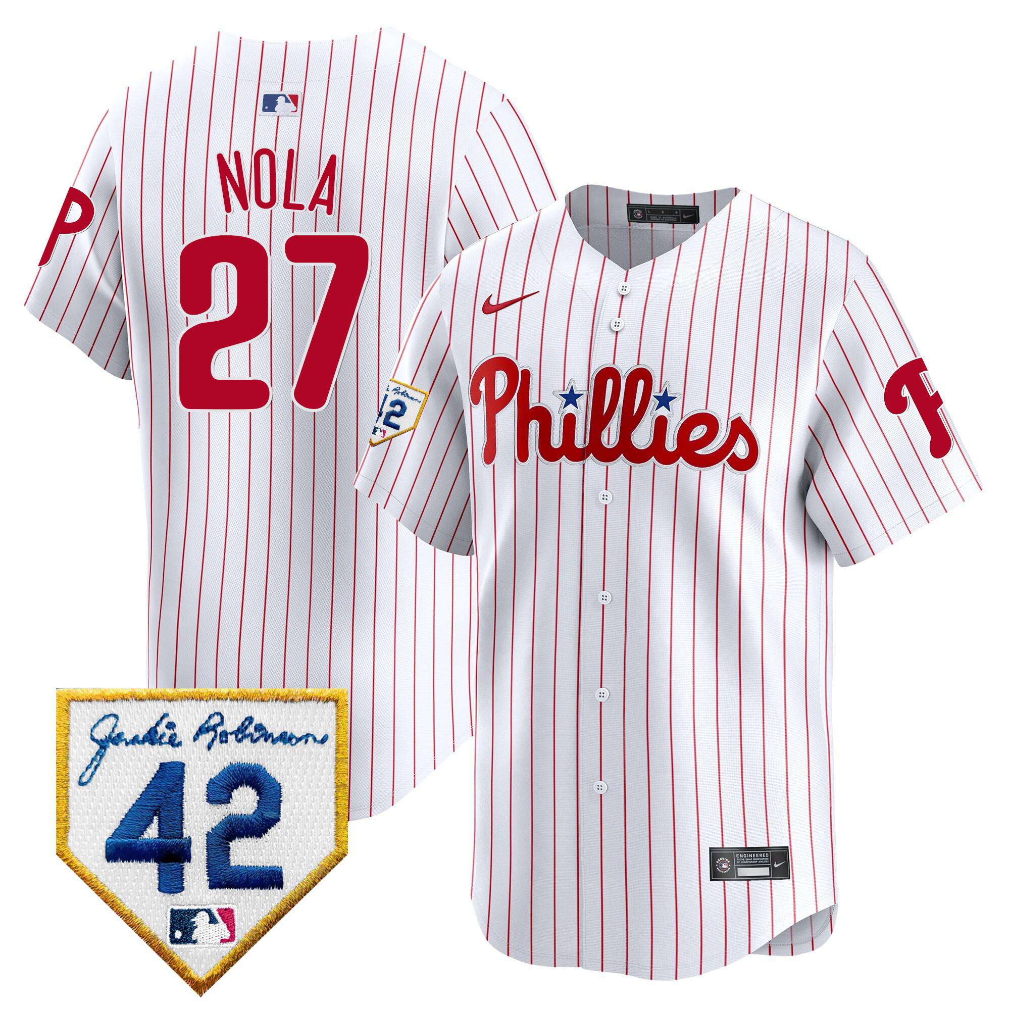 Men's Phillies 2024 Jackie Robinson Patch Vapor Premier Limited Jersey - All Stitched