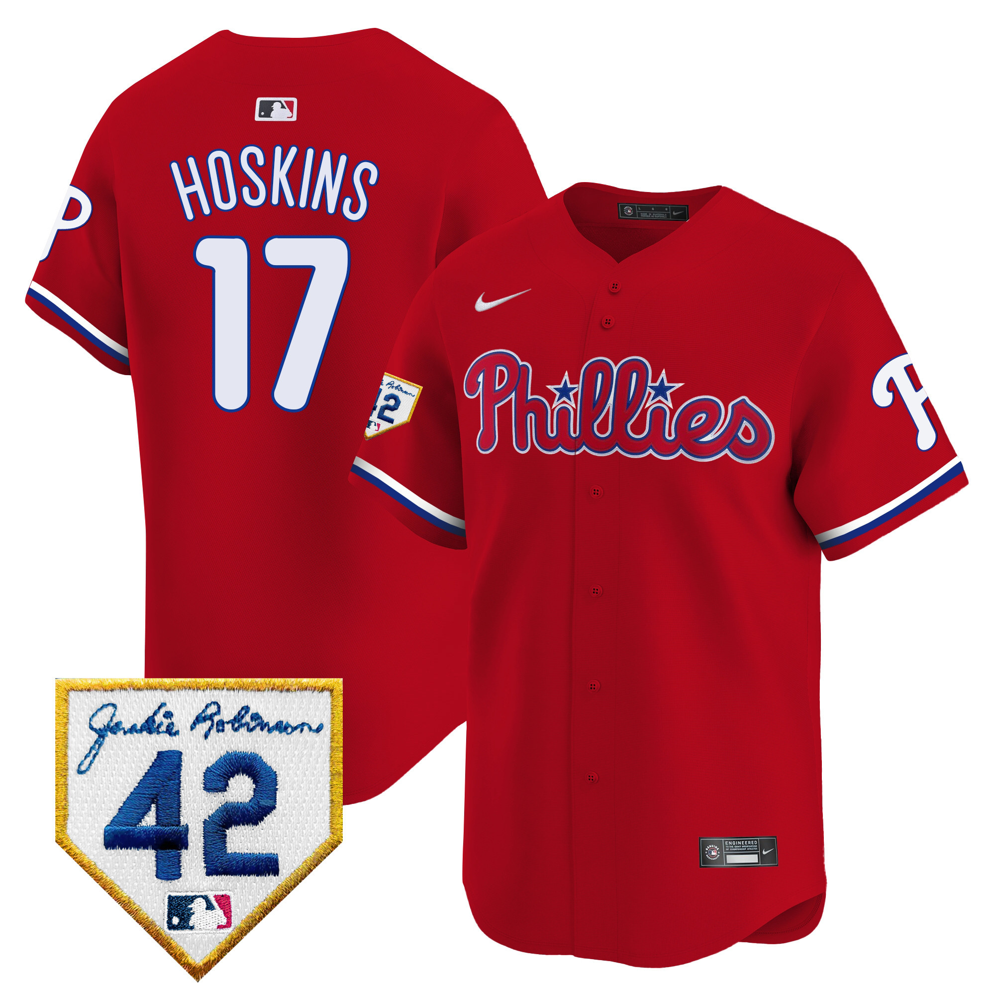 Men's Phillies 2024 Jackie Robinson Patch Vapor Premier Limited Jersey - All Stitched