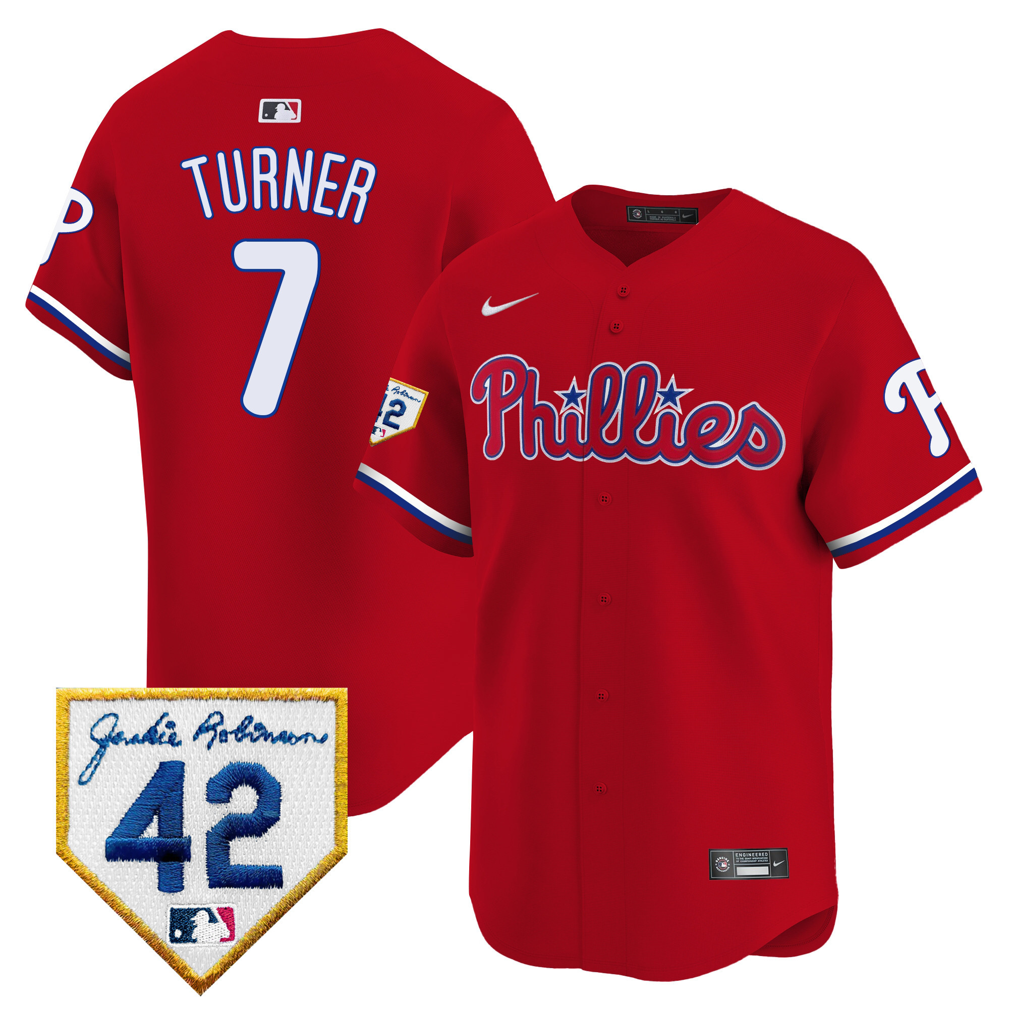 Men's Phillies 2024 Jackie Robinson Patch Vapor Premier Limited Jersey - All Stitched