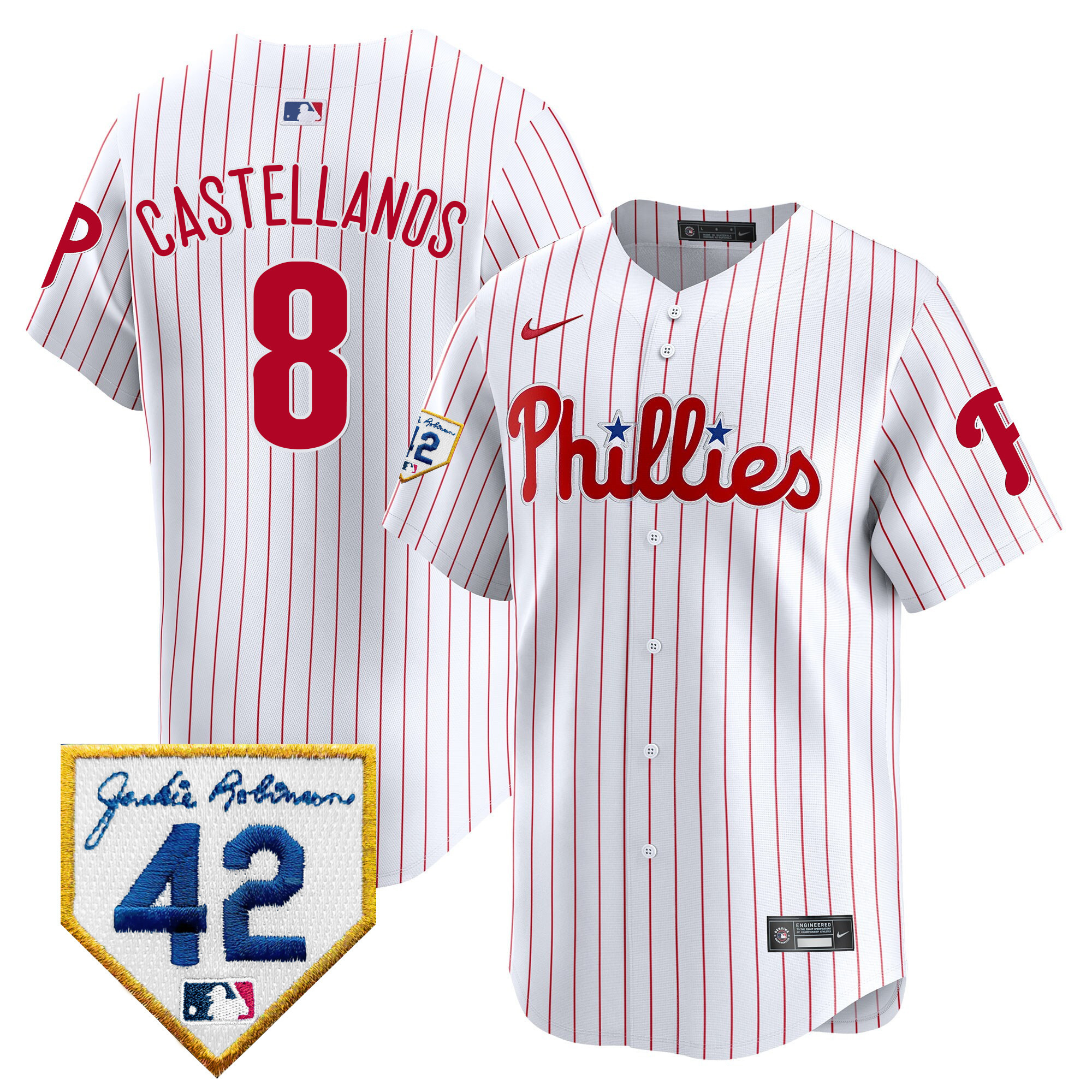 Men's Phillies 2024 Jackie Robinson Patch Vapor Premier Limited Jersey - All Stitched