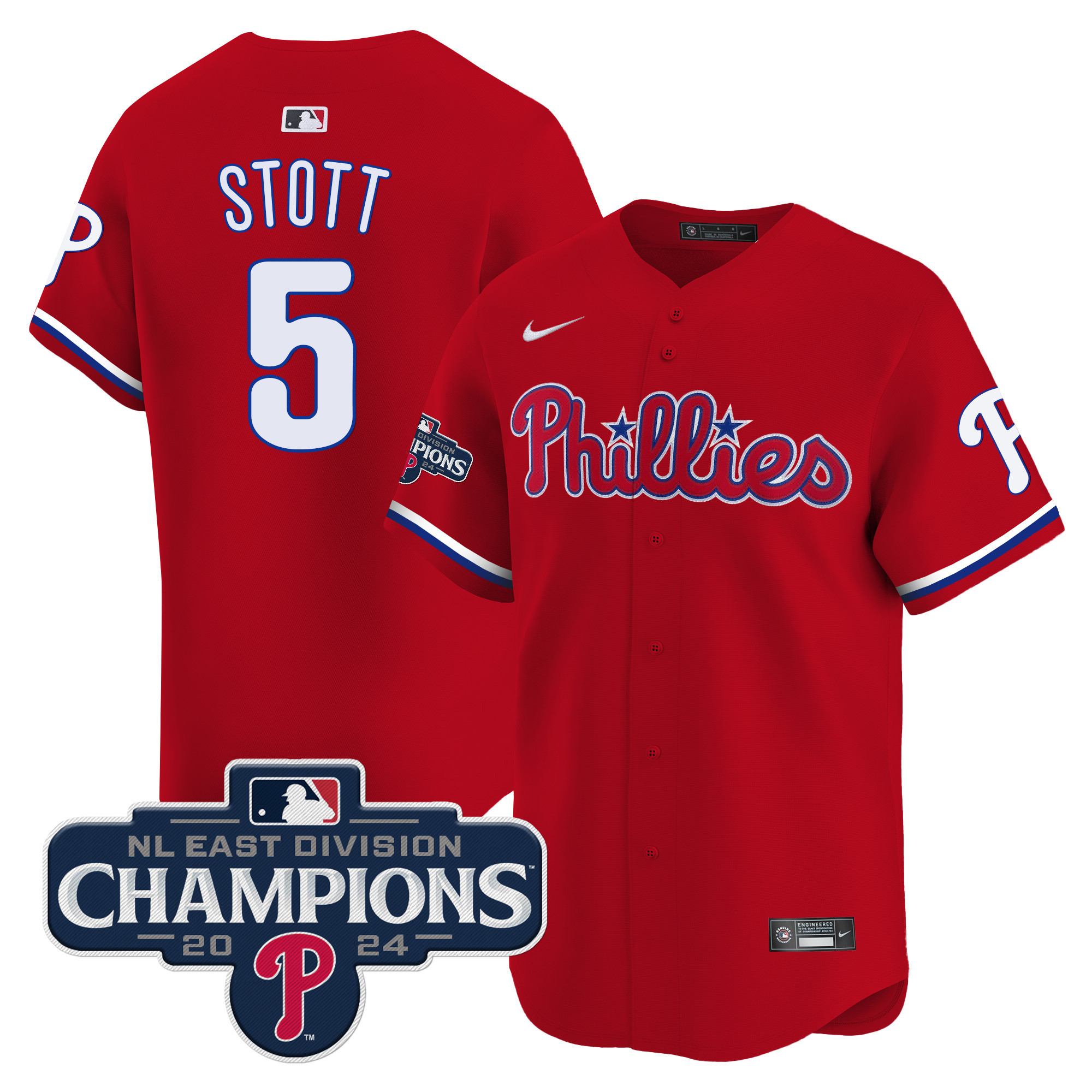 Men's Phillies 2024 NL East Division Champions Gold Vapor Premier Limited Jersey - All Stitched